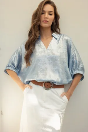 Metallic 1/2 Dolman Sleeves Top