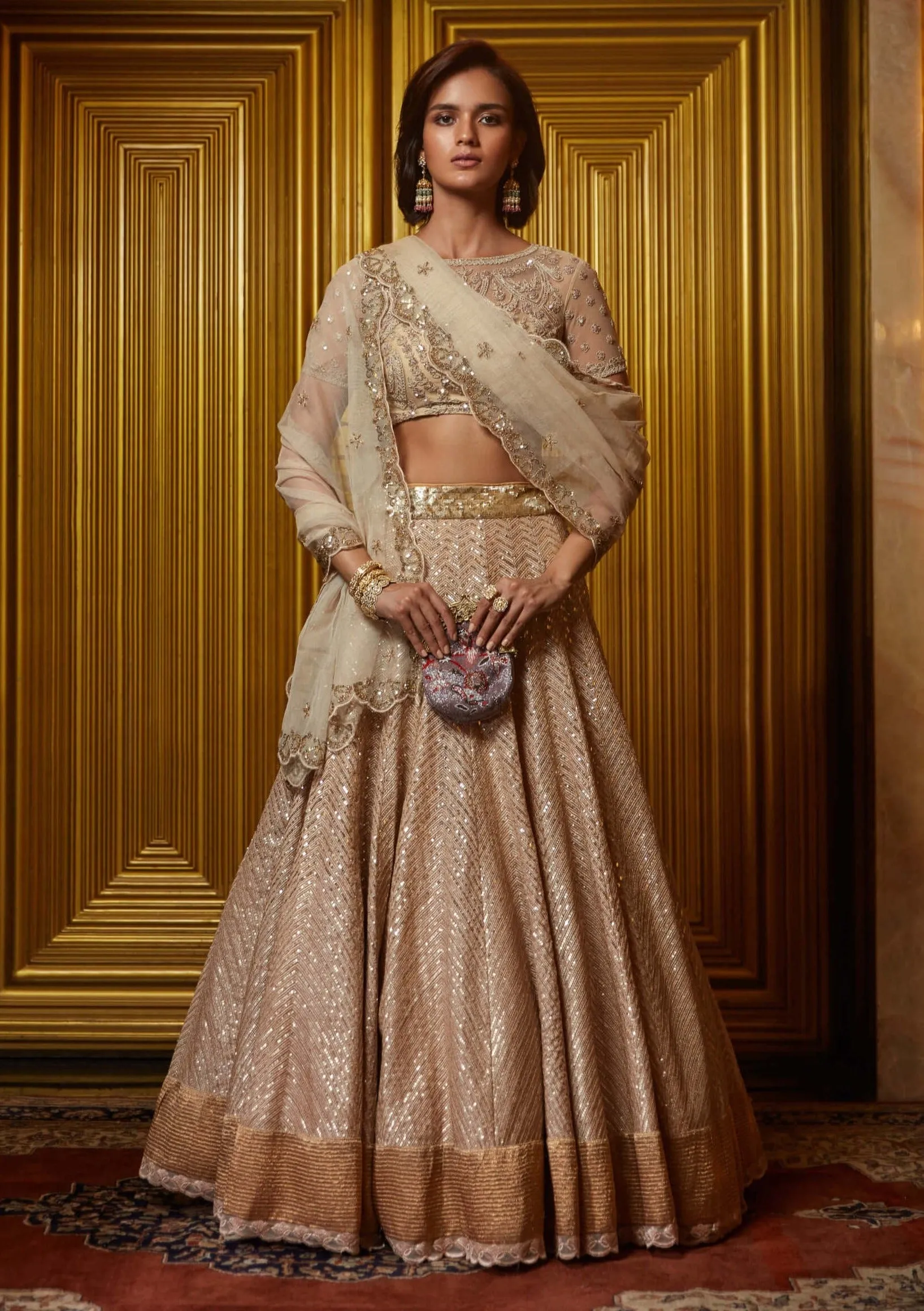 Metallic gold lehenga set