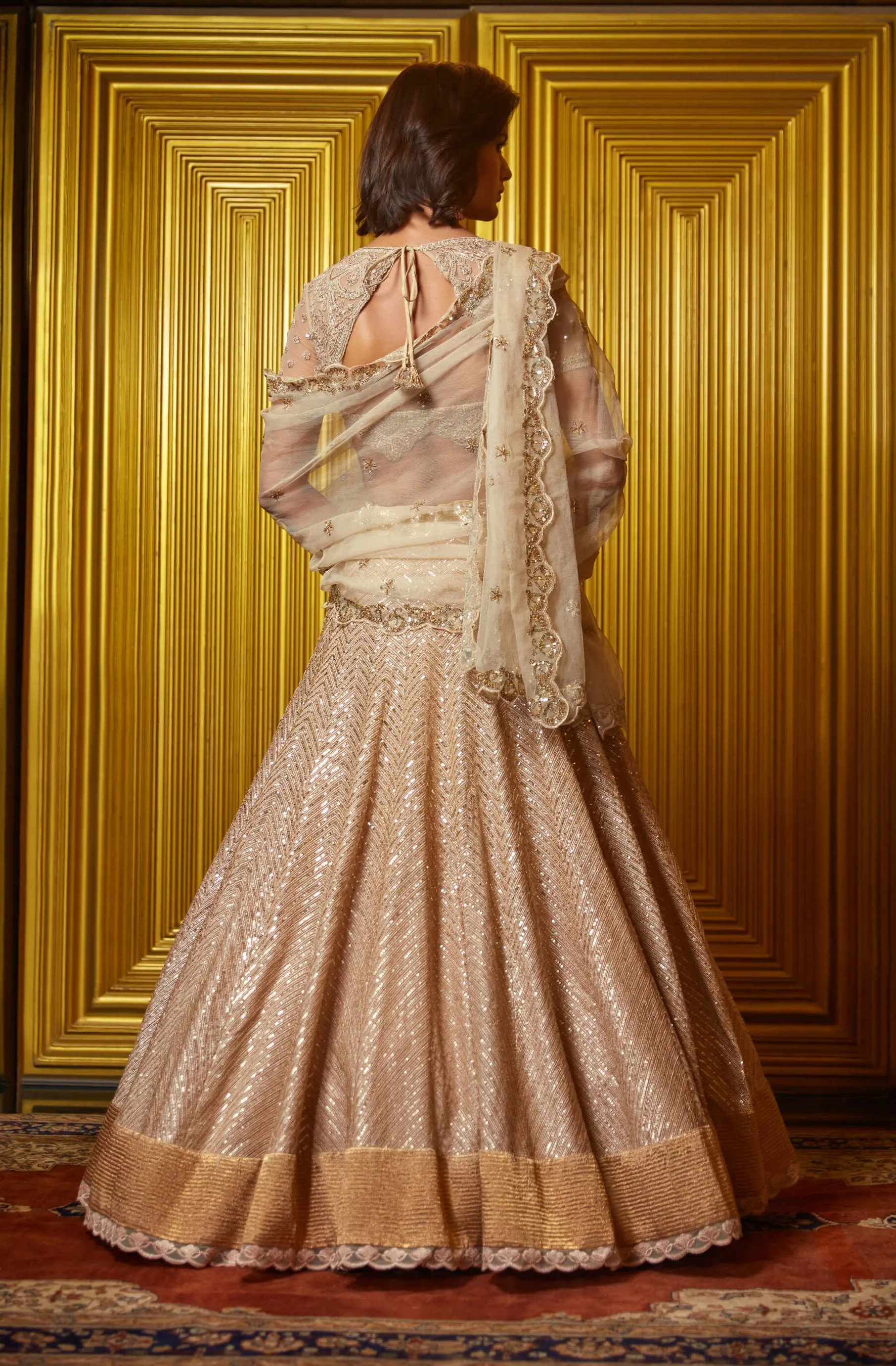 Metallic gold lehenga set