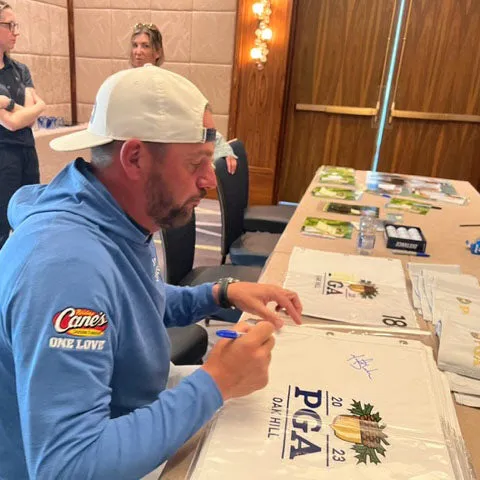 Michael Block Autographed 2023 Embroidered PGA Oak Hill Pin Flag