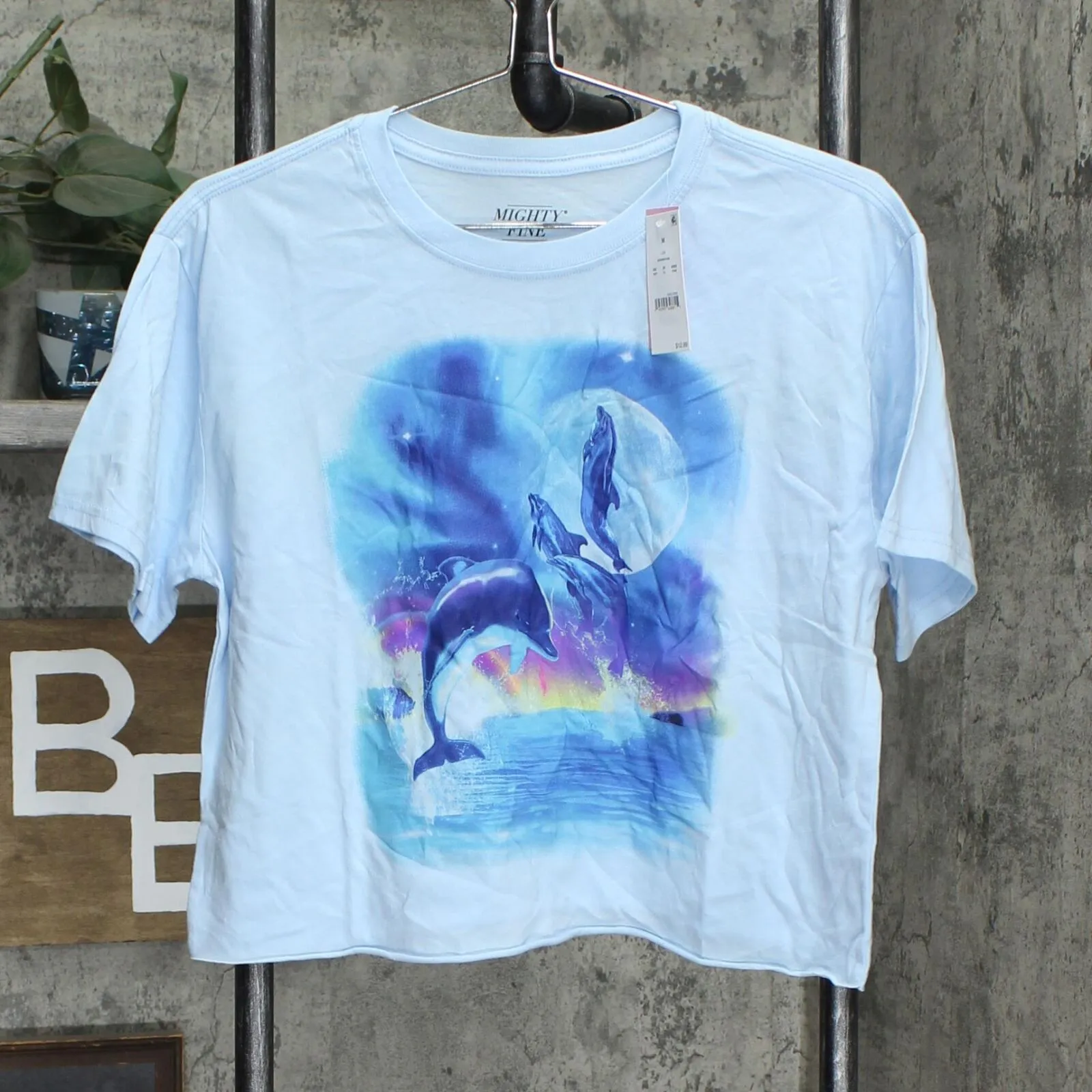 Mighty Fine Women's Dolphins Short Sleeve Cropped Graphic T-Shirt