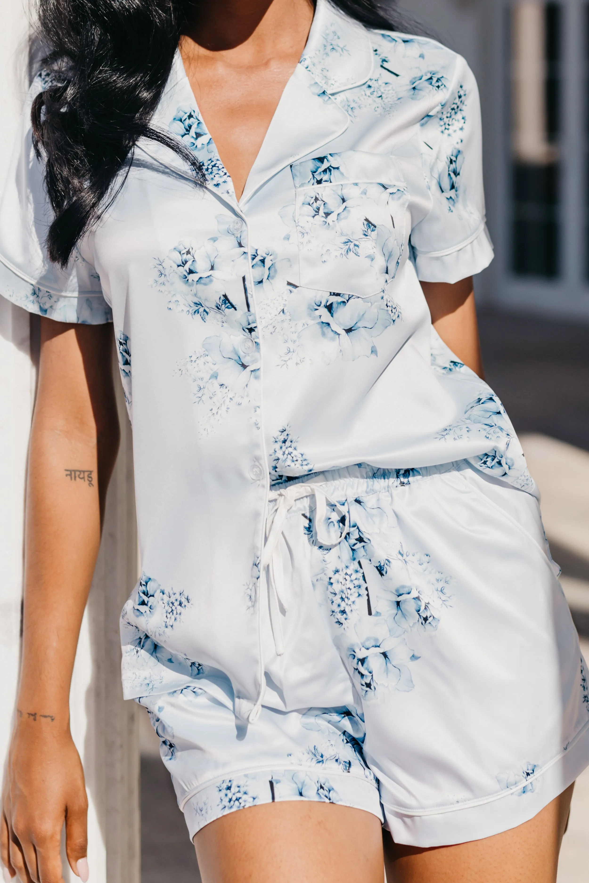 Mileva Bleu De Fleur Printed PJ Set