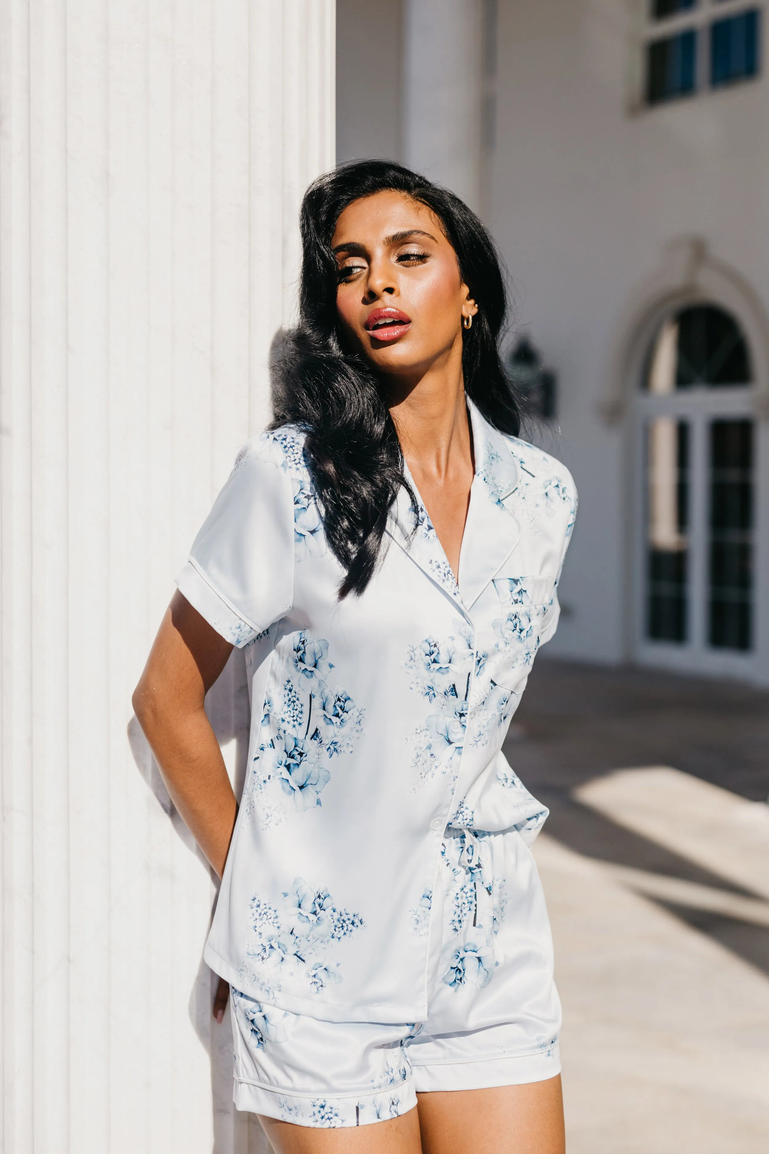 Mileva Bleu De Fleur Printed PJ Set