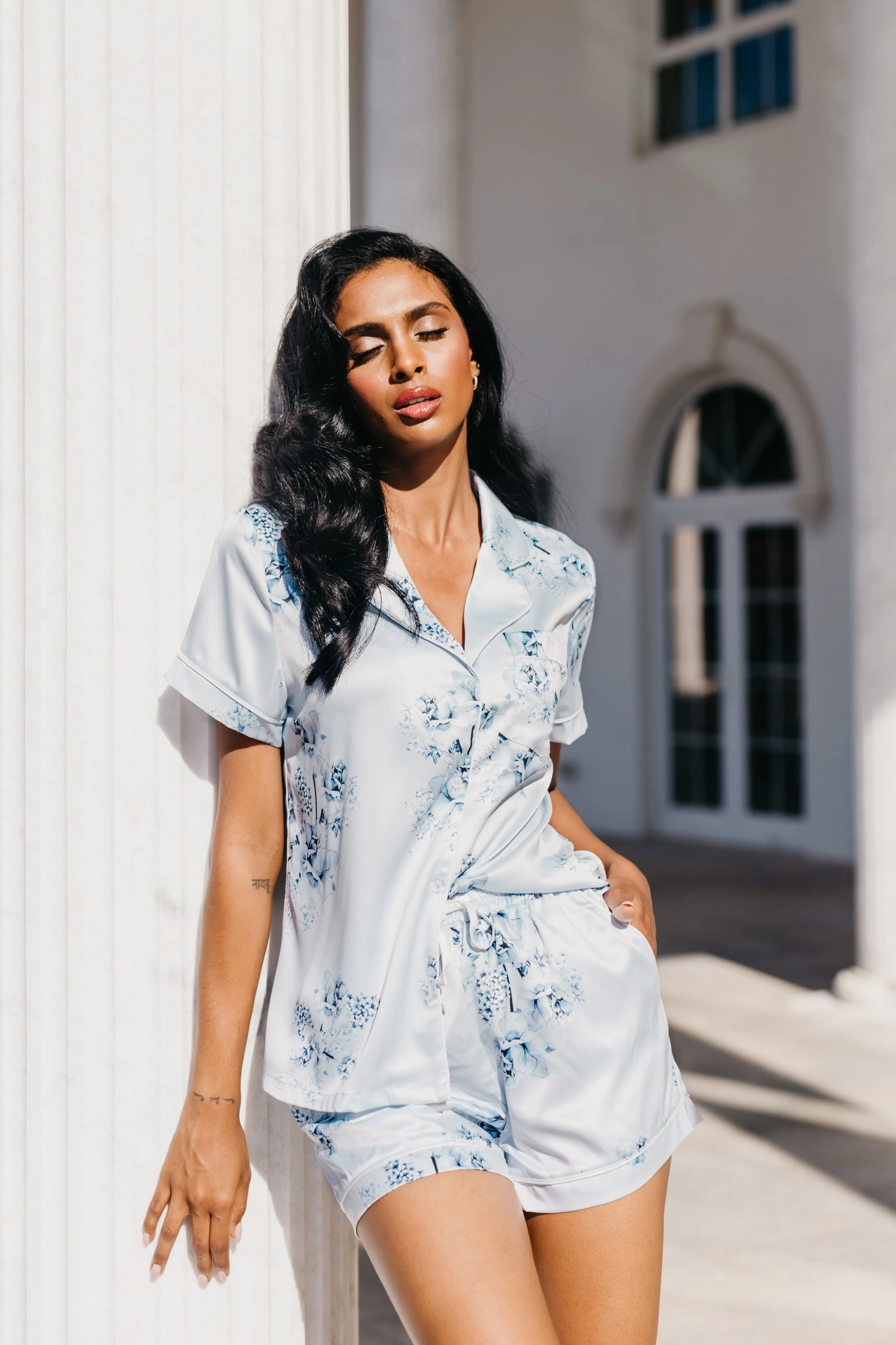 Mileva Bleu De Fleur Printed PJ Set