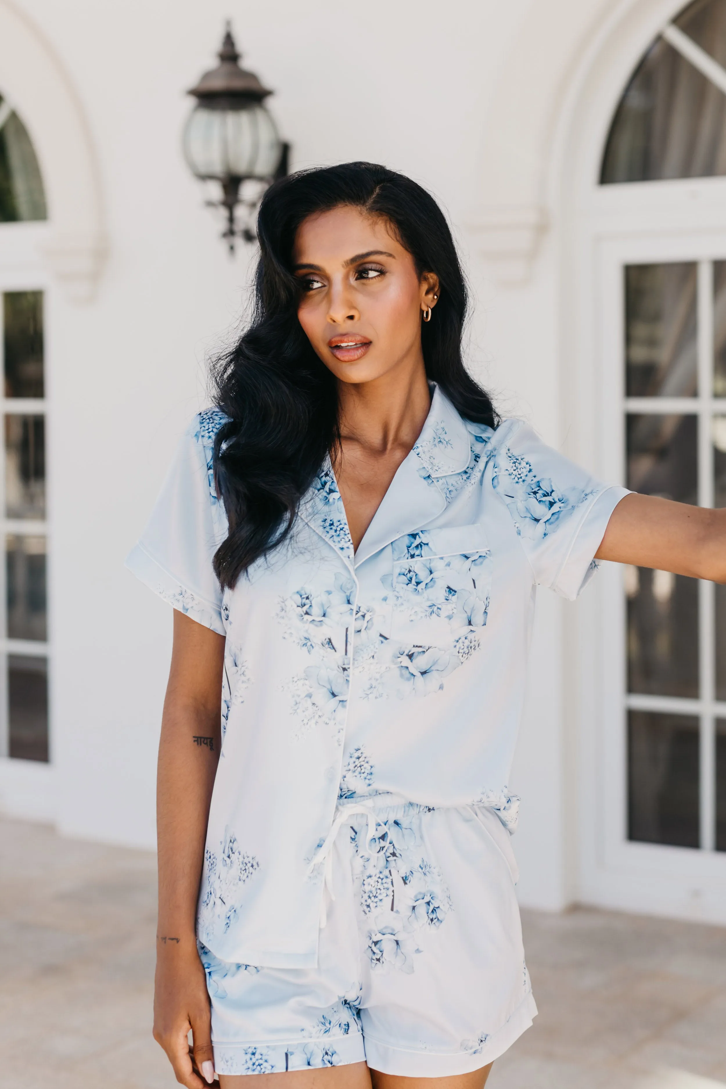 Mileva Bleu De Fleur Printed PJ Set