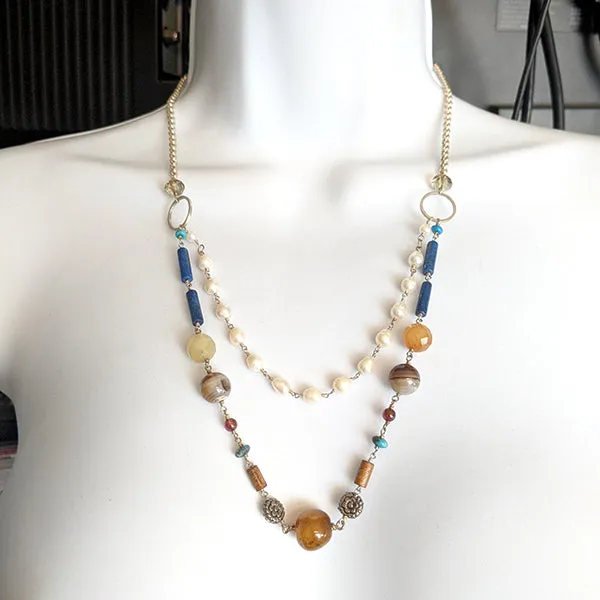 Miranda Lapis and Pearl Necklace