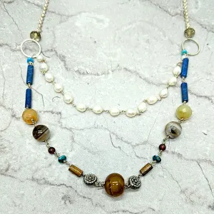 Miranda Lapis and Pearl Necklace