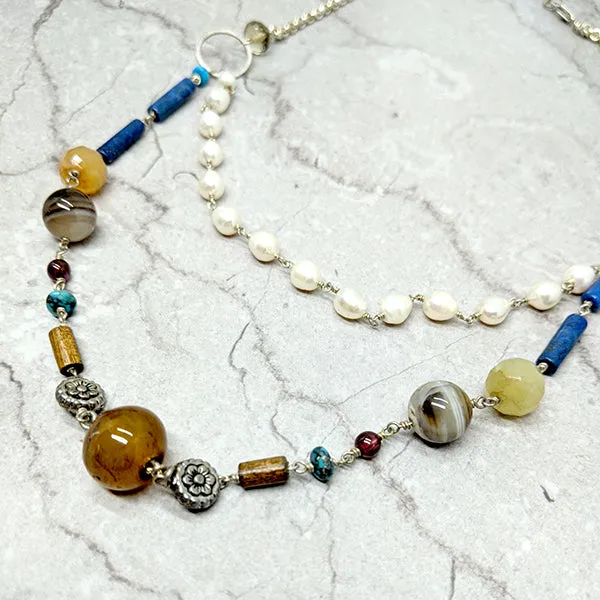 Miranda Lapis and Pearl Necklace