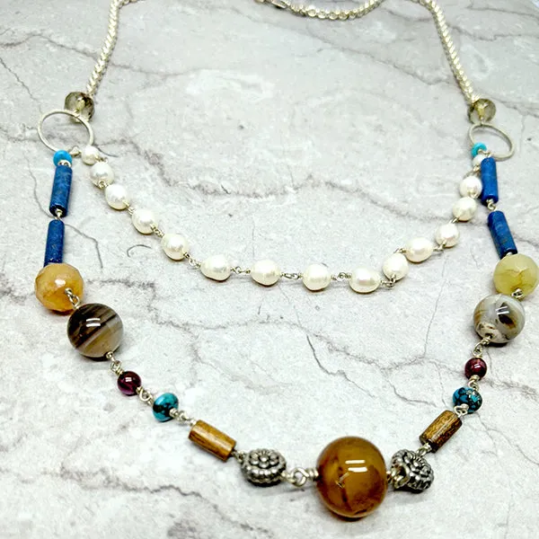 Miranda Lapis and Pearl Necklace