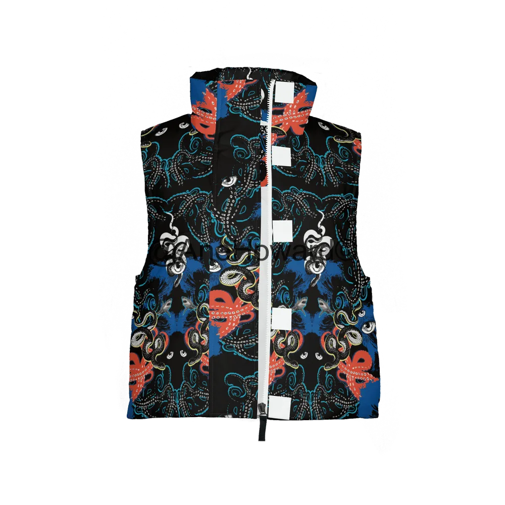 Mod Paisley Women's Full-Zip Sleeveless Puffer Vest-Lightweight Ecodear