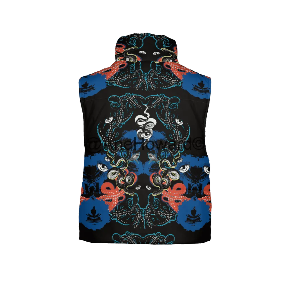 Mod Paisley Women's Full-Zip Sleeveless Puffer Vest-Lightweight Ecodear