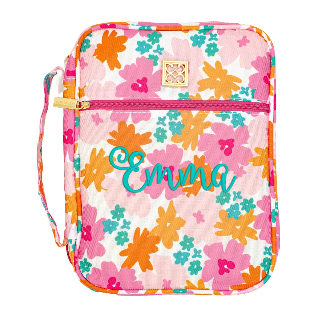 Monogrammed Bible Cover - Bold Blooms - Mary Square Personalized Confirmation Gift