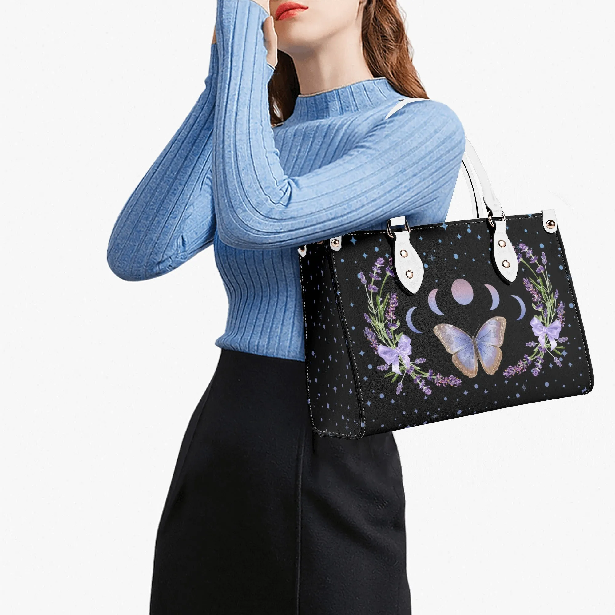 Moon Flowers #1 Luxury Womens PU Leather Handbag
