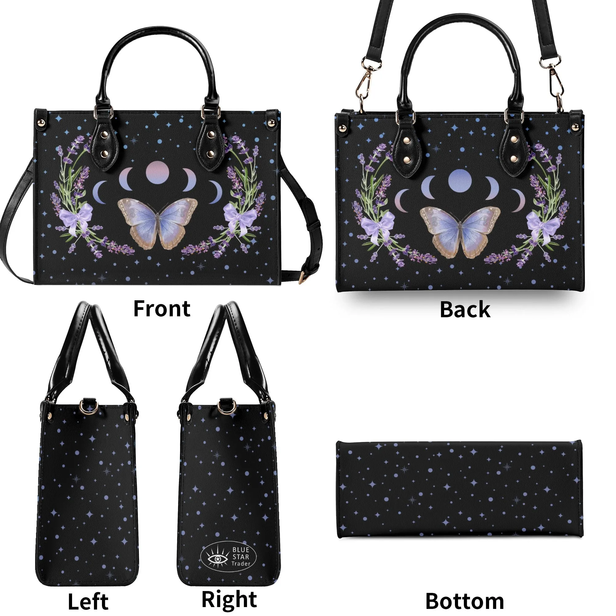 Moon Flowers #1 Luxury Womens PU Leather Handbag