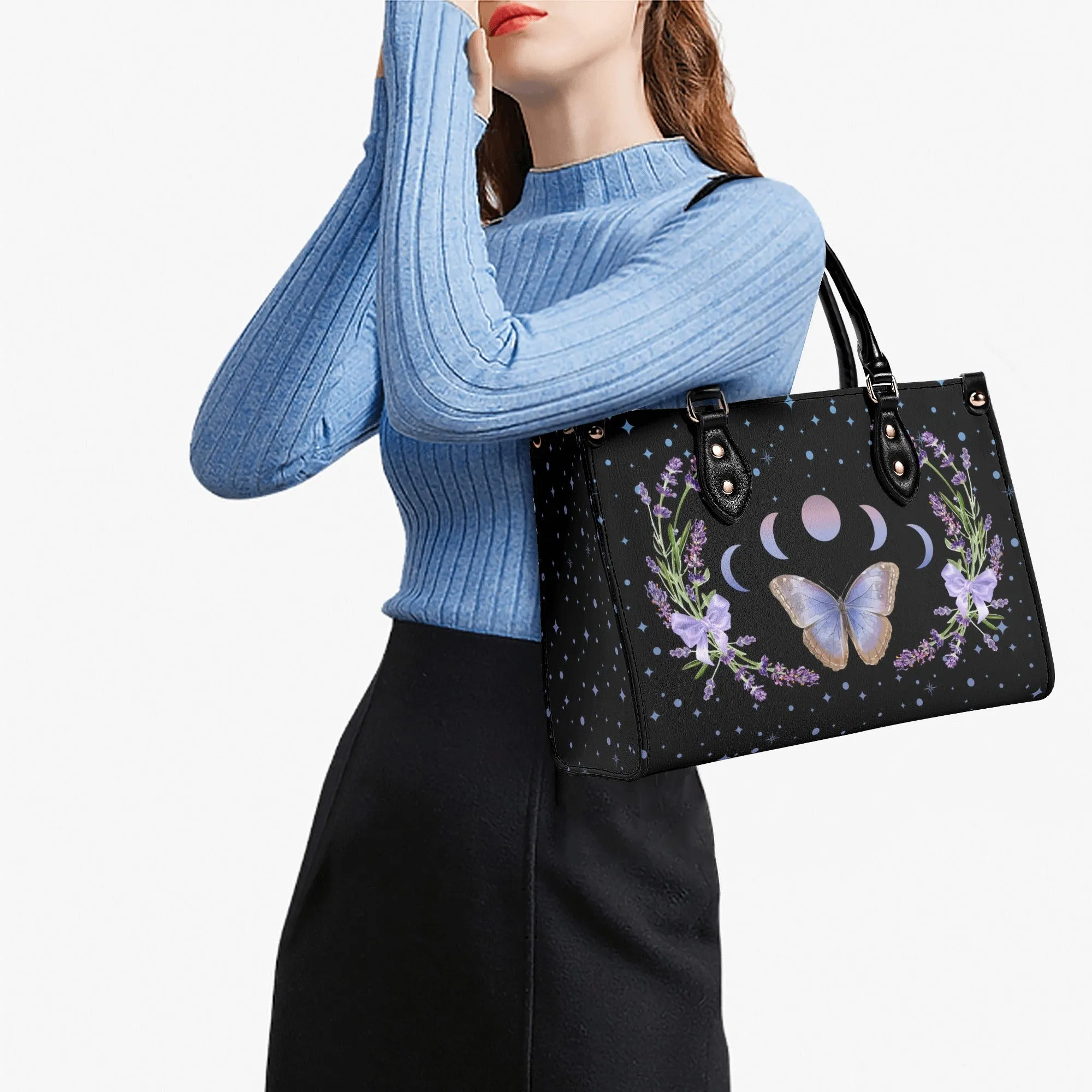 Moon Flowers #1 Luxury Womens PU Leather Handbag