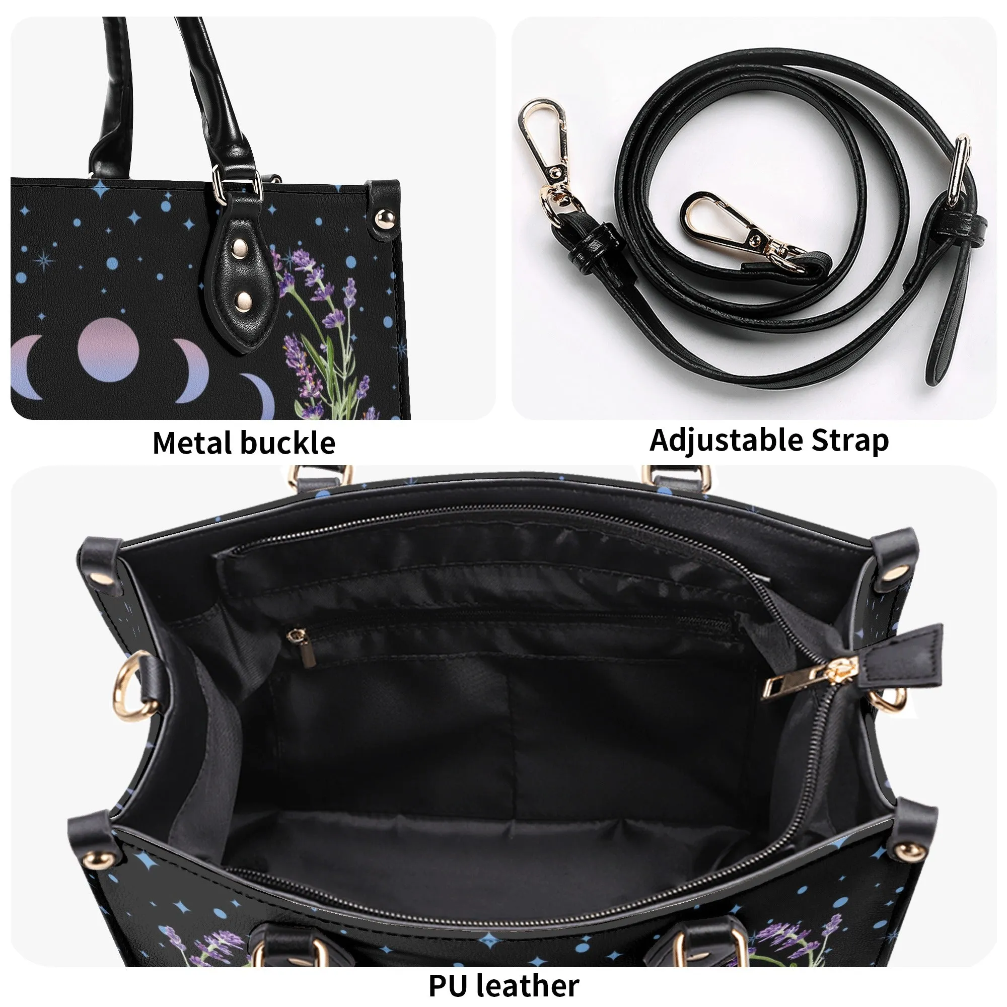 Moon Flowers #1 Luxury Womens PU Leather Handbag