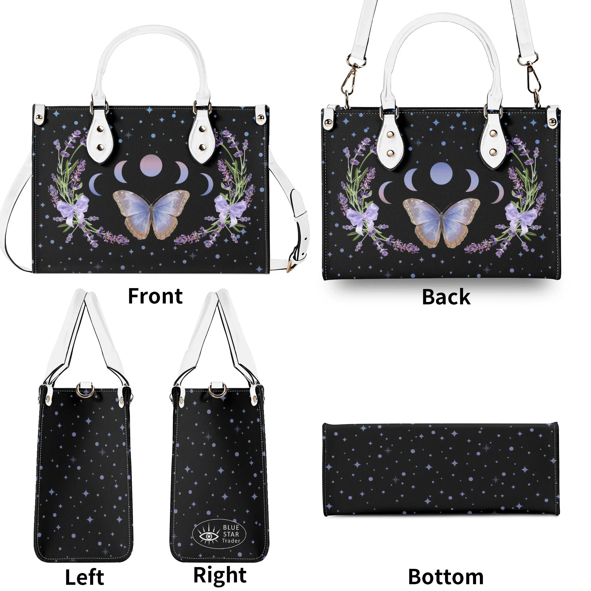 Moon Flowers #1 Luxury Womens PU Leather Handbag