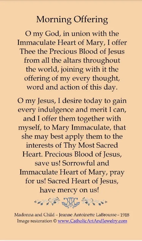 Morning Offering Holy Card