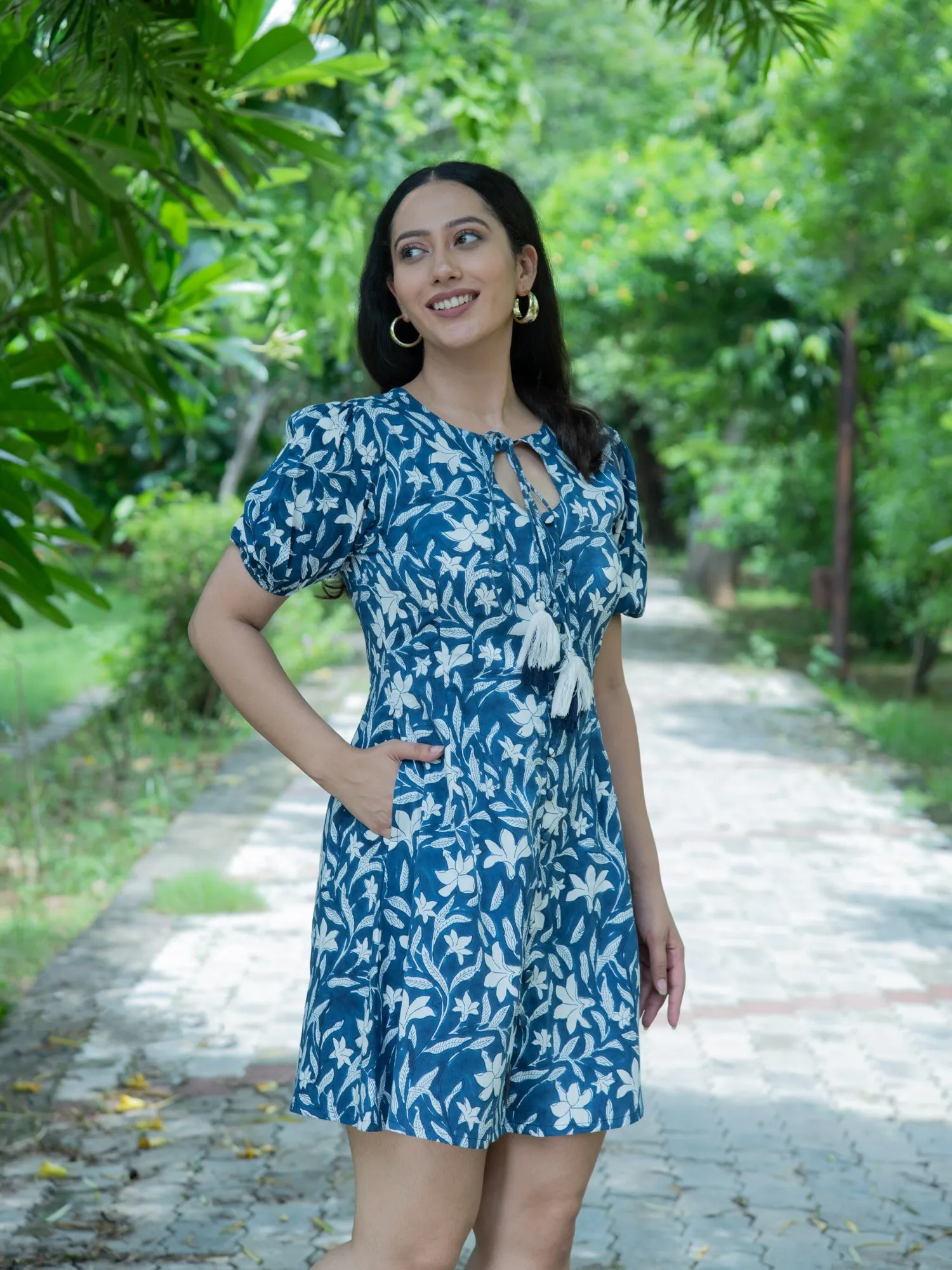 MULMUL CASSIA BLOCK PRINTED MINI DRESS