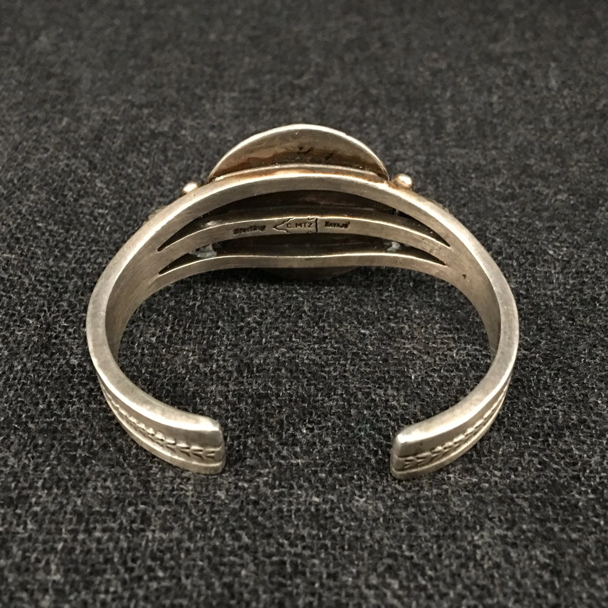 Native American Silver and Turquoise Bracelet by Calvin Martinez