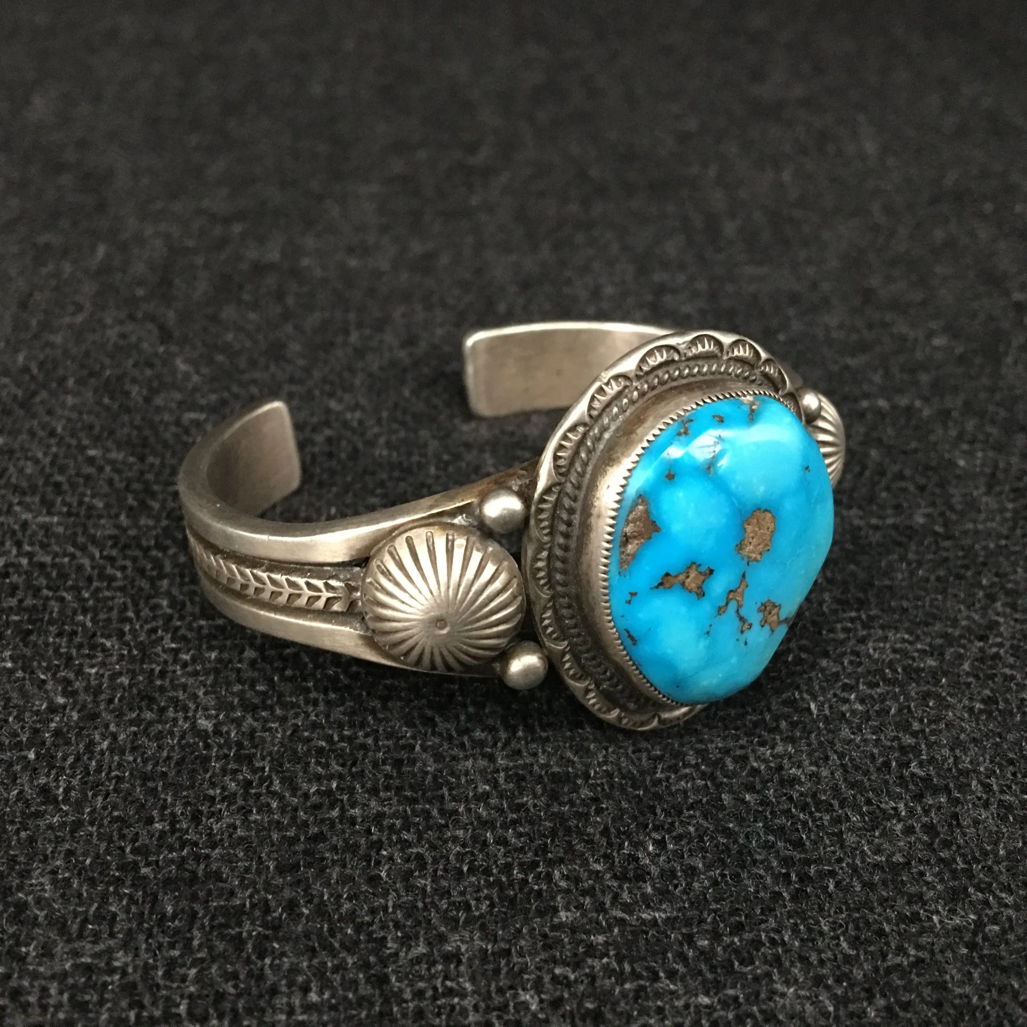 Native American Silver and Turquoise Bracelet by Calvin Martinez