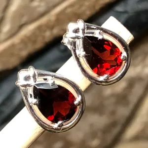 Natual 2ct Pyrope Garnet 925 Solid Sterling Silver Earrings 15mm