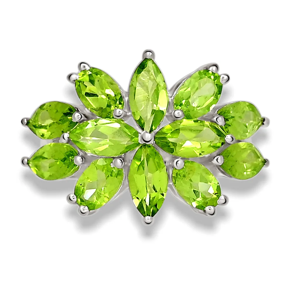 Natural 10ct Green Peridot 925 Solid Sterling Silver Ring Size 6, 7, 9