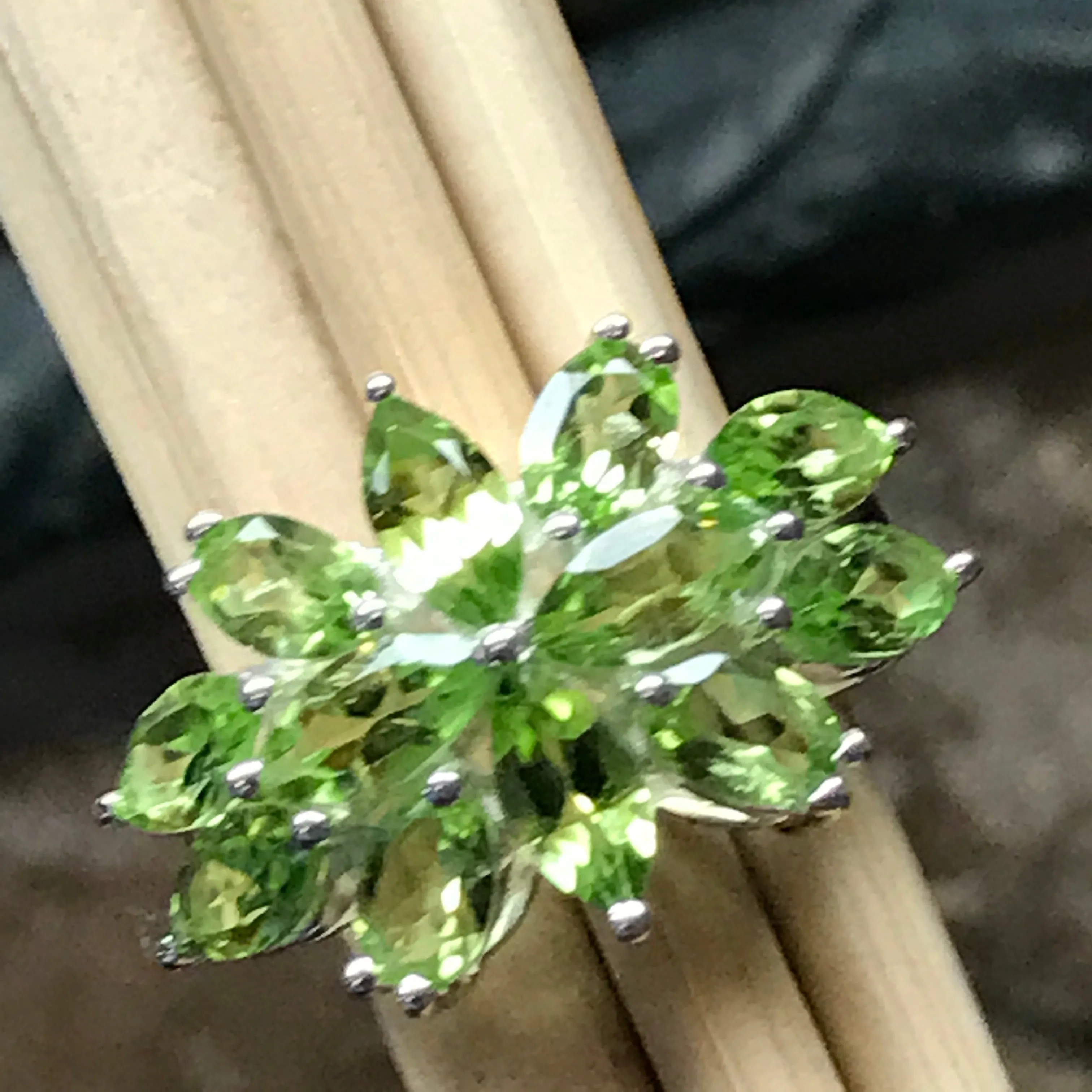 Natural 10ct Green Peridot 925 Solid Sterling Silver Ring Size 6, 7, 9