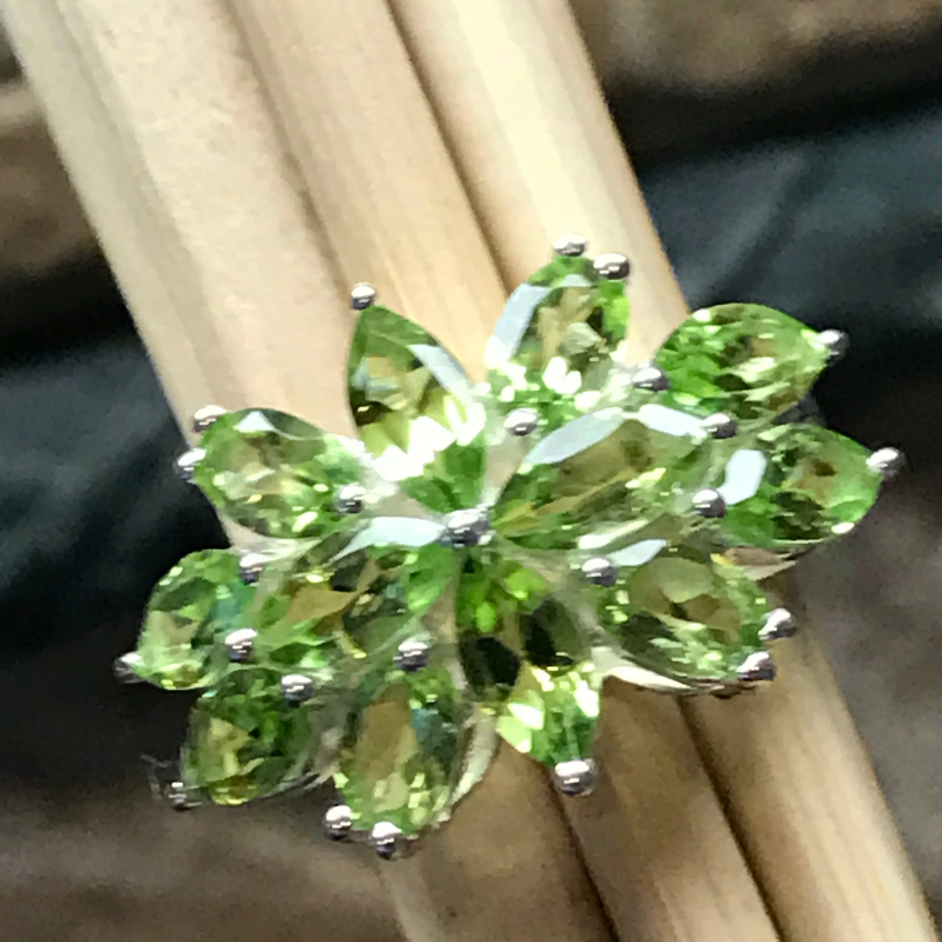 Natural 10ct Green Peridot 925 Solid Sterling Silver Ring Size 6, 7, 9