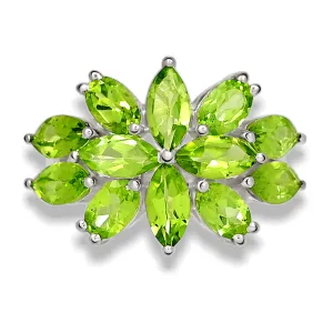 Natural 10ct Green Peridot 925 Solid Sterling Silver Ring Size 6, 7, 9