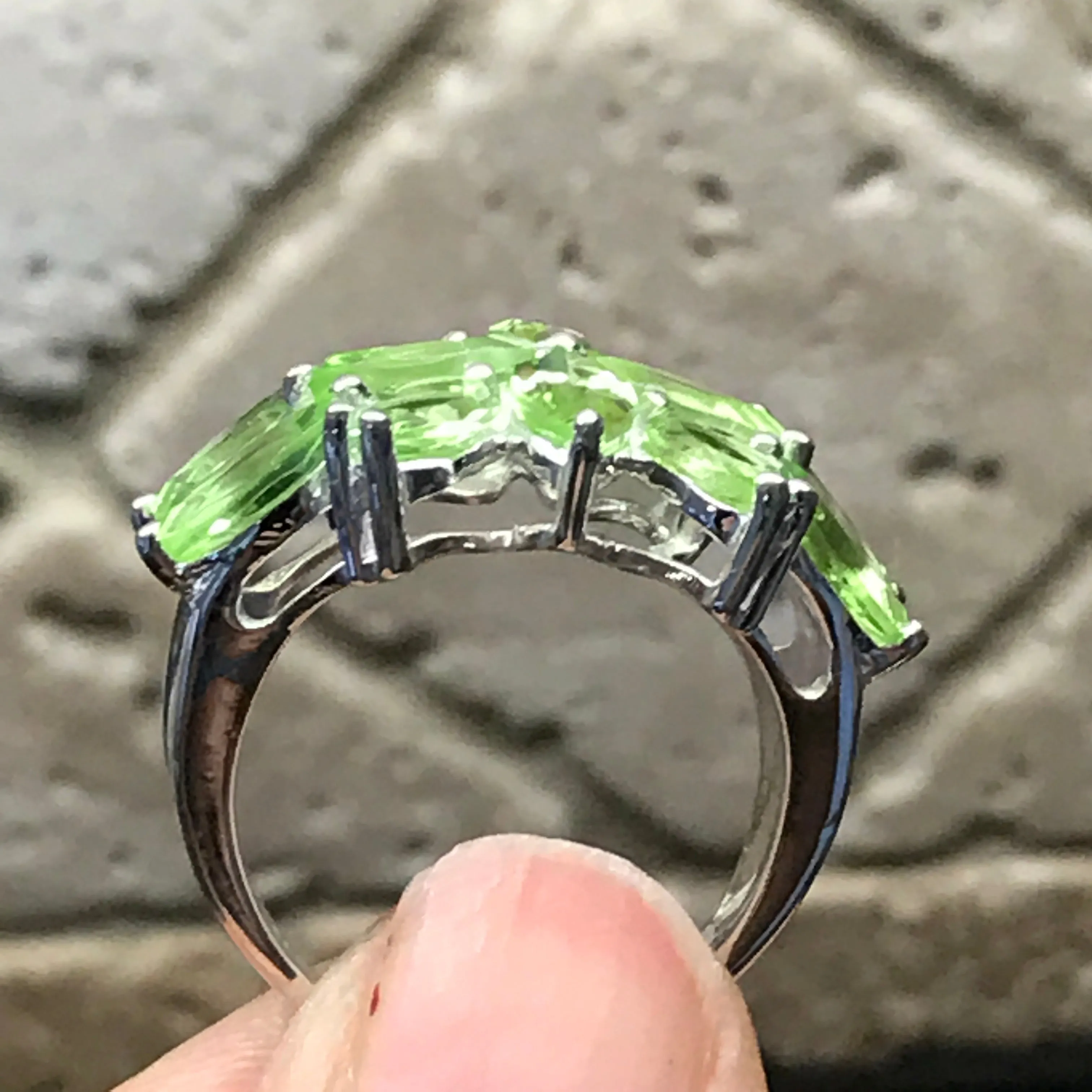 Natural 10ct Green Peridot 925 Solid Sterling Silver Ring Size 6, 7, 9