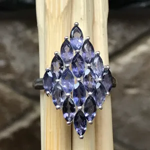 Natural 10ct Iolite 925 Solid Sterling Silver Ring Size 6, 7, 8, 9