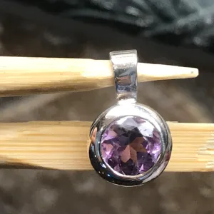 Natural 1.25ct Amethyst 925 Solid Sterling Silver Pendant 15mm