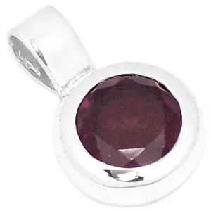 Natural 1.25ct Garnet 925 Solid Sterling Silver Pendant 15mm