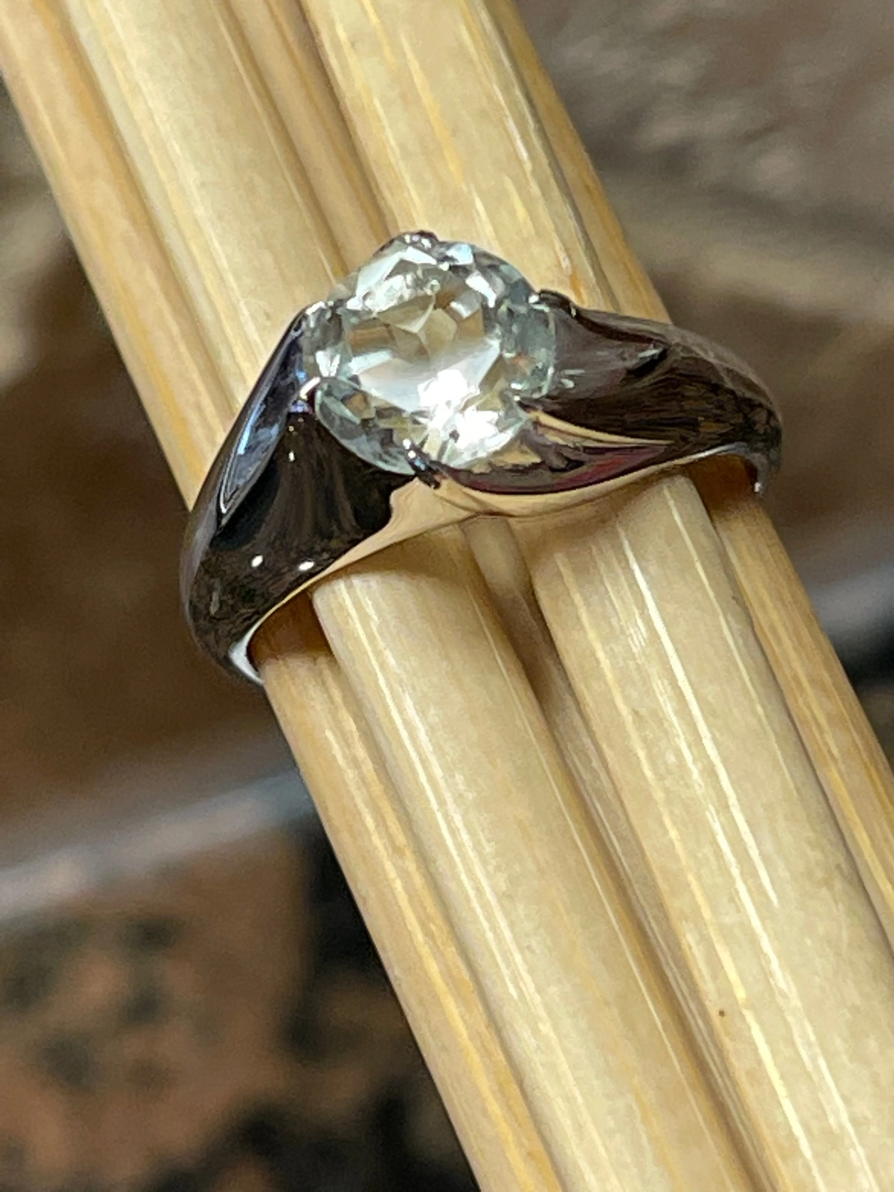 Natural 1.25ct Green Amethyst 925 Solid Sterling Silver Engagement Ring Size 5, 6, 7, 8, 9,