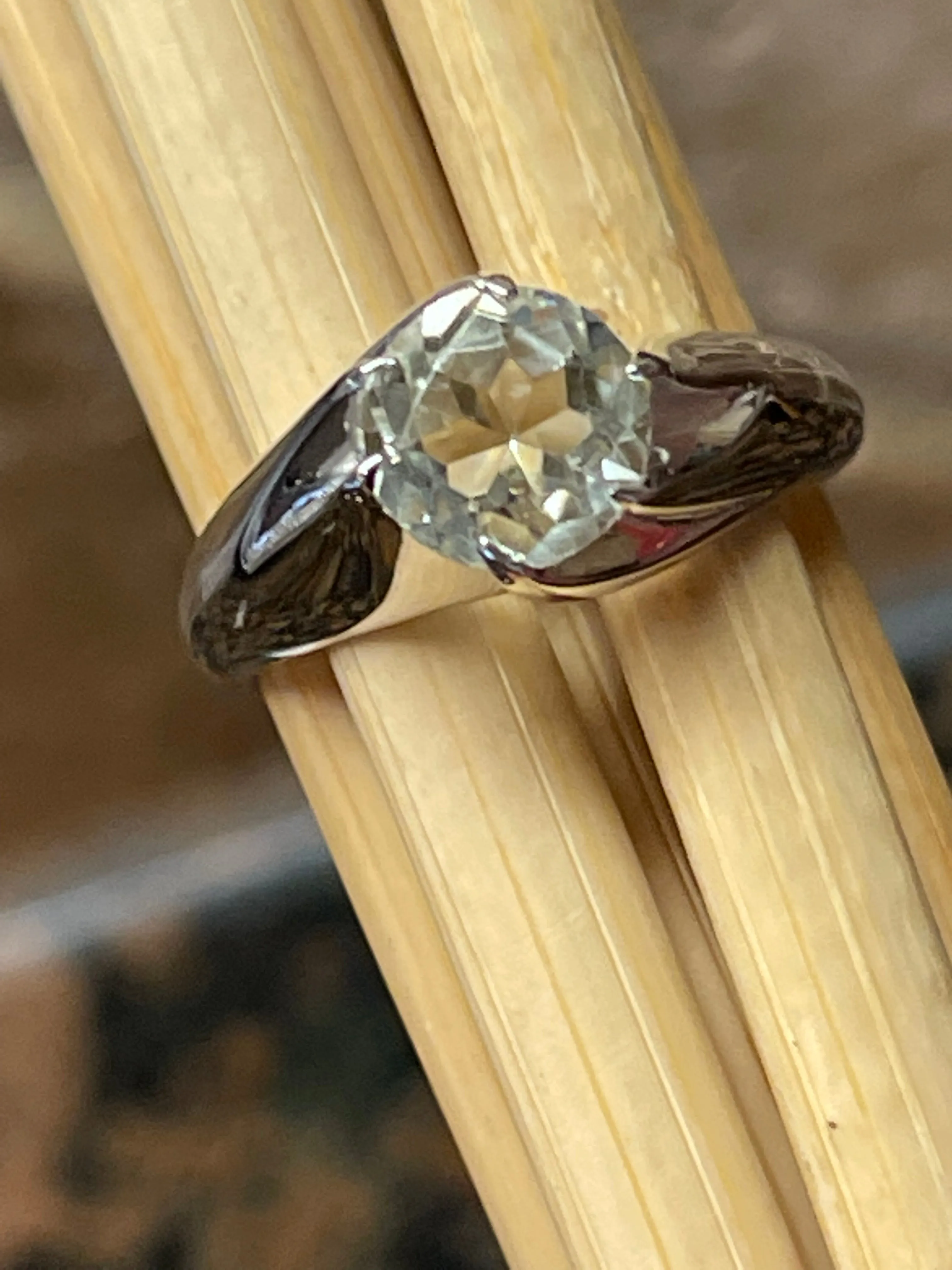 Natural 1.25ct Green Amethyst 925 Solid Sterling Silver Engagement Ring Size 5, 6, 7, 8, 9,