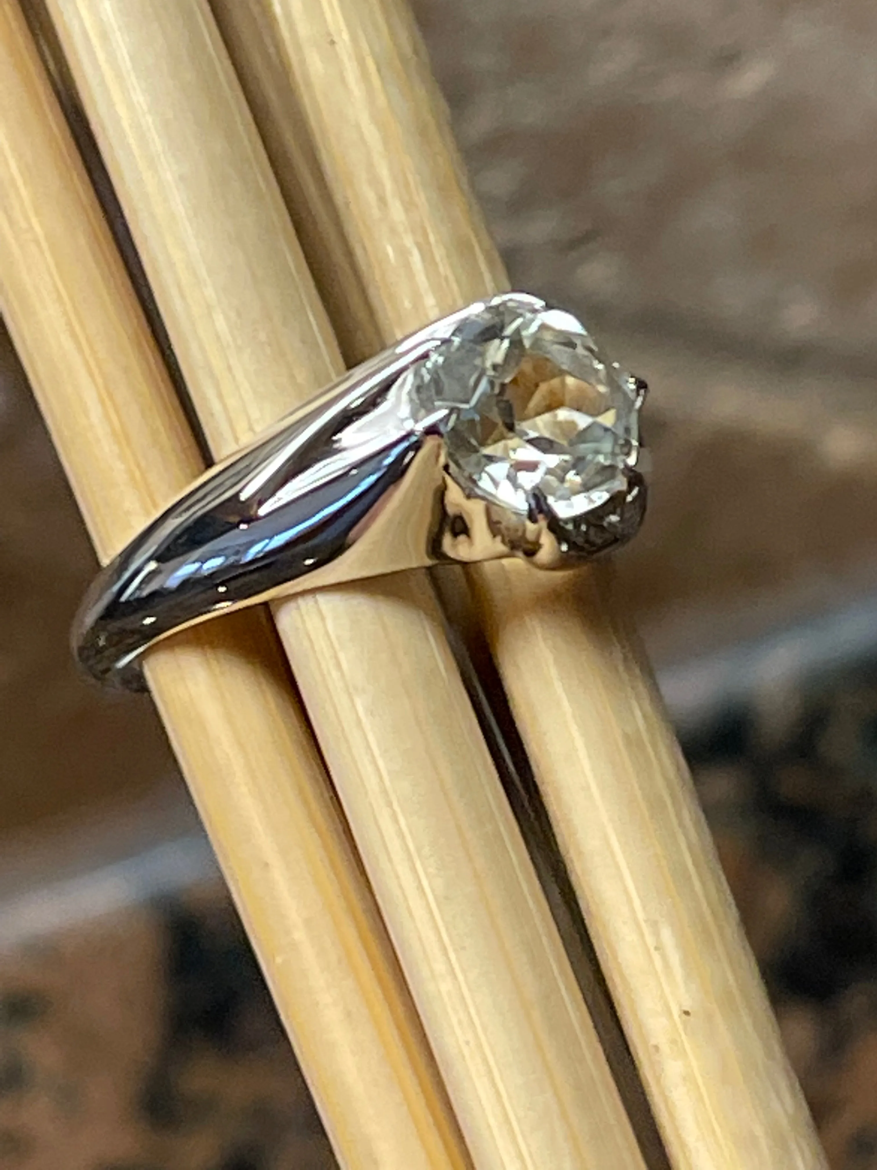 Natural 1.25ct Green Amethyst 925 Solid Sterling Silver Engagement Ring Size 5, 6, 7, 8, 9,