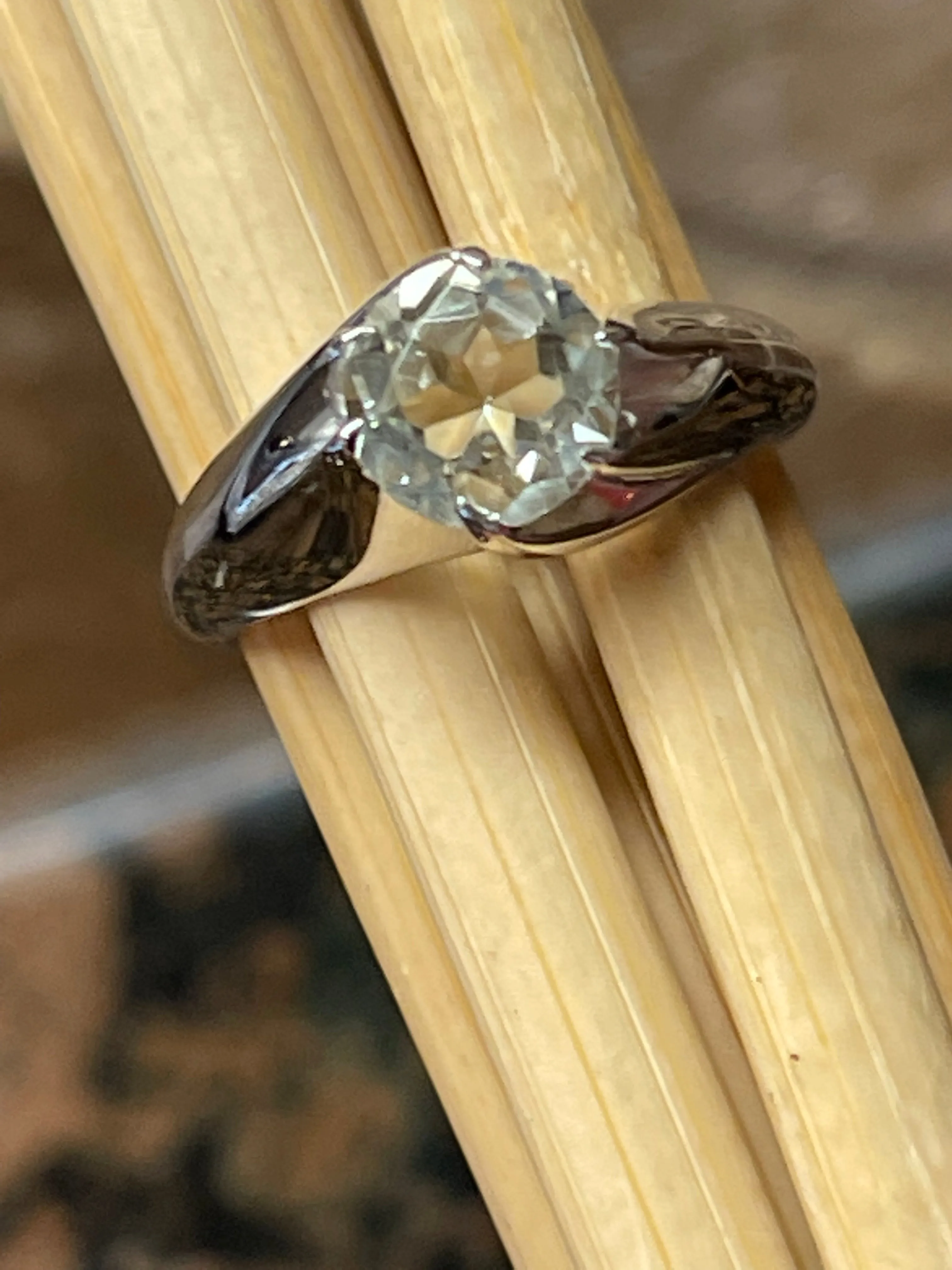 Natural 1.25ct Green Amethyst 925 Solid Sterling Silver Engagement Ring Size 5, 6, 7, 8, 9,