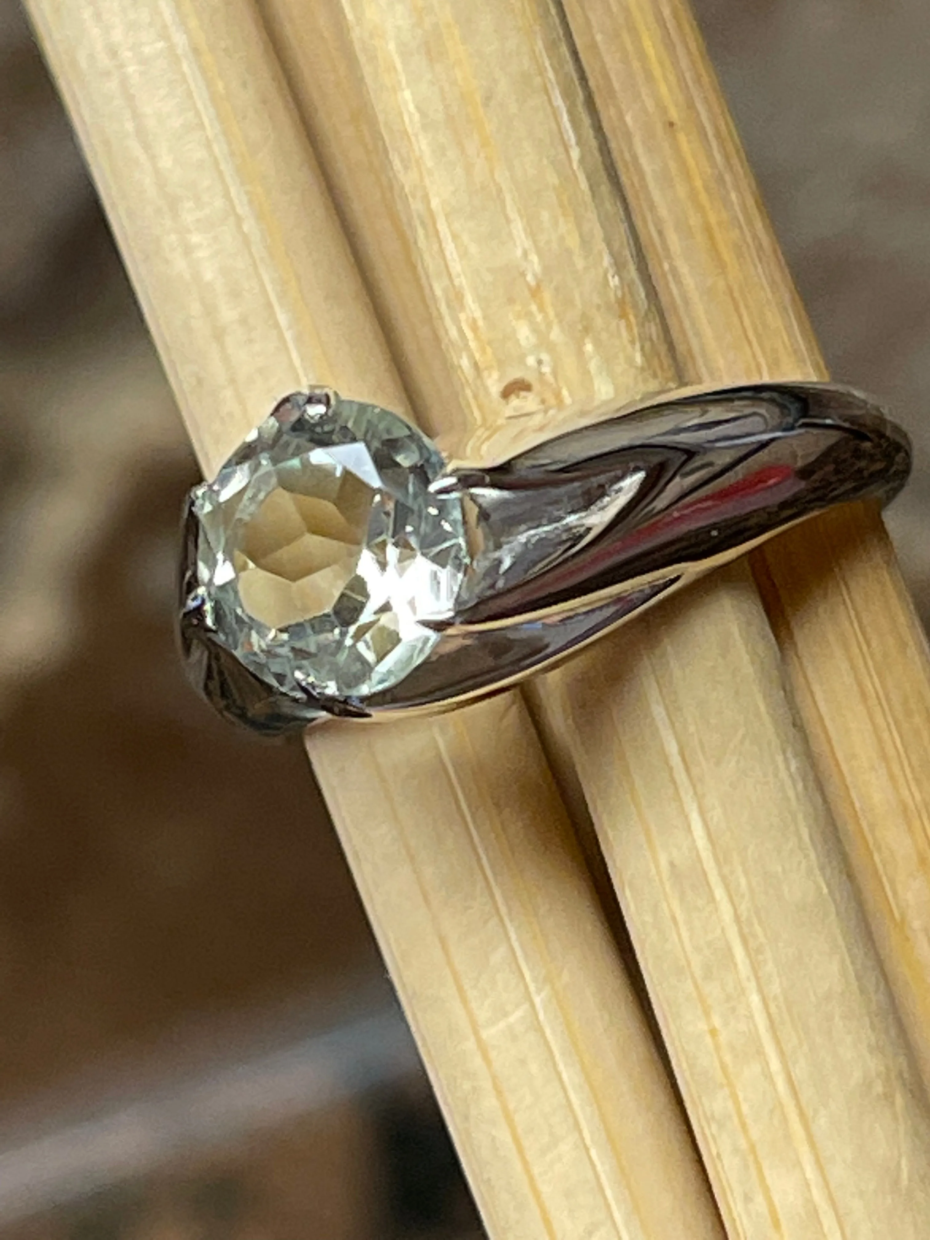 Natural 1.25ct Green Amethyst 925 Solid Sterling Silver Engagement Ring Size 5, 6, 7, 8, 9,