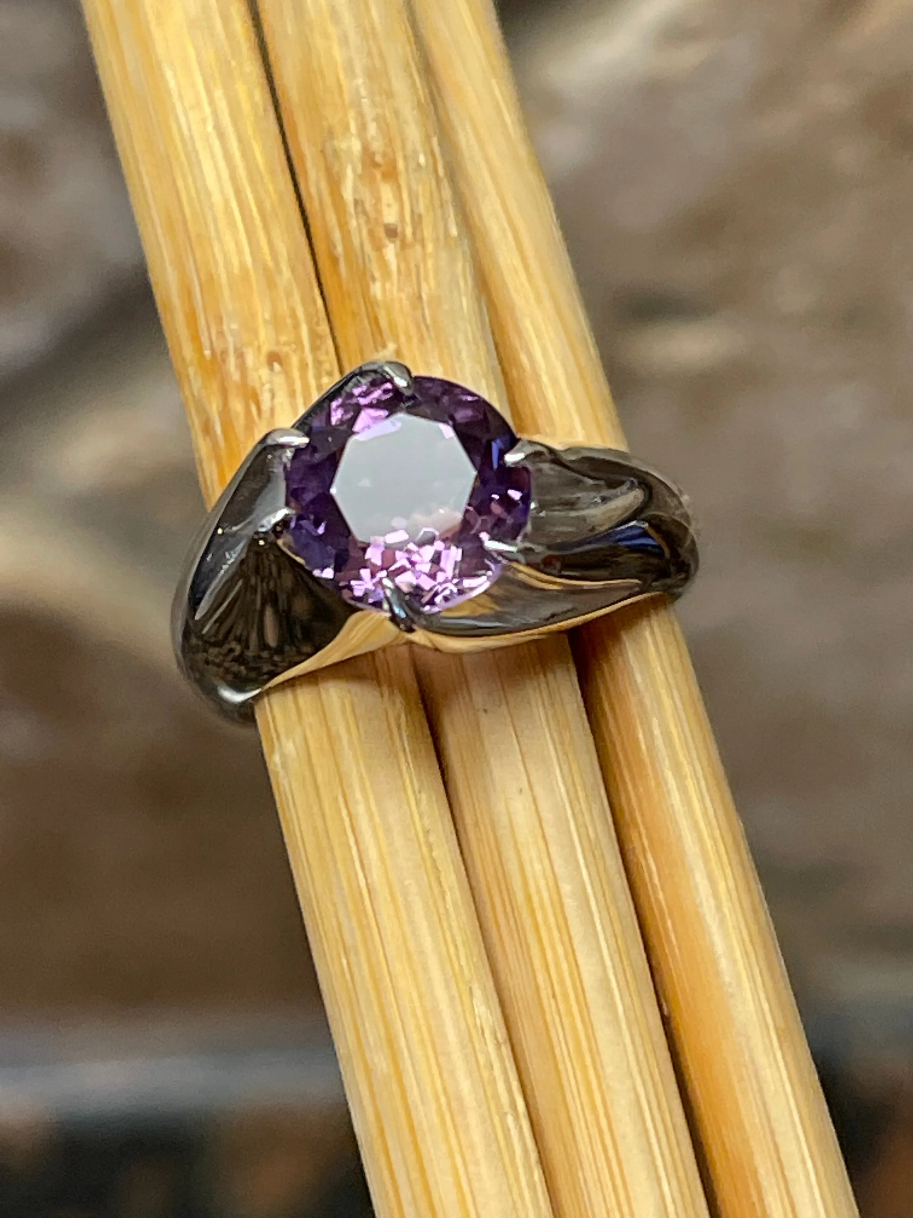 Natural 1.25ct Purple Amethyst 925 Solid Sterling Silver Engagement Ring Size 5, 6, 7, 8, 9