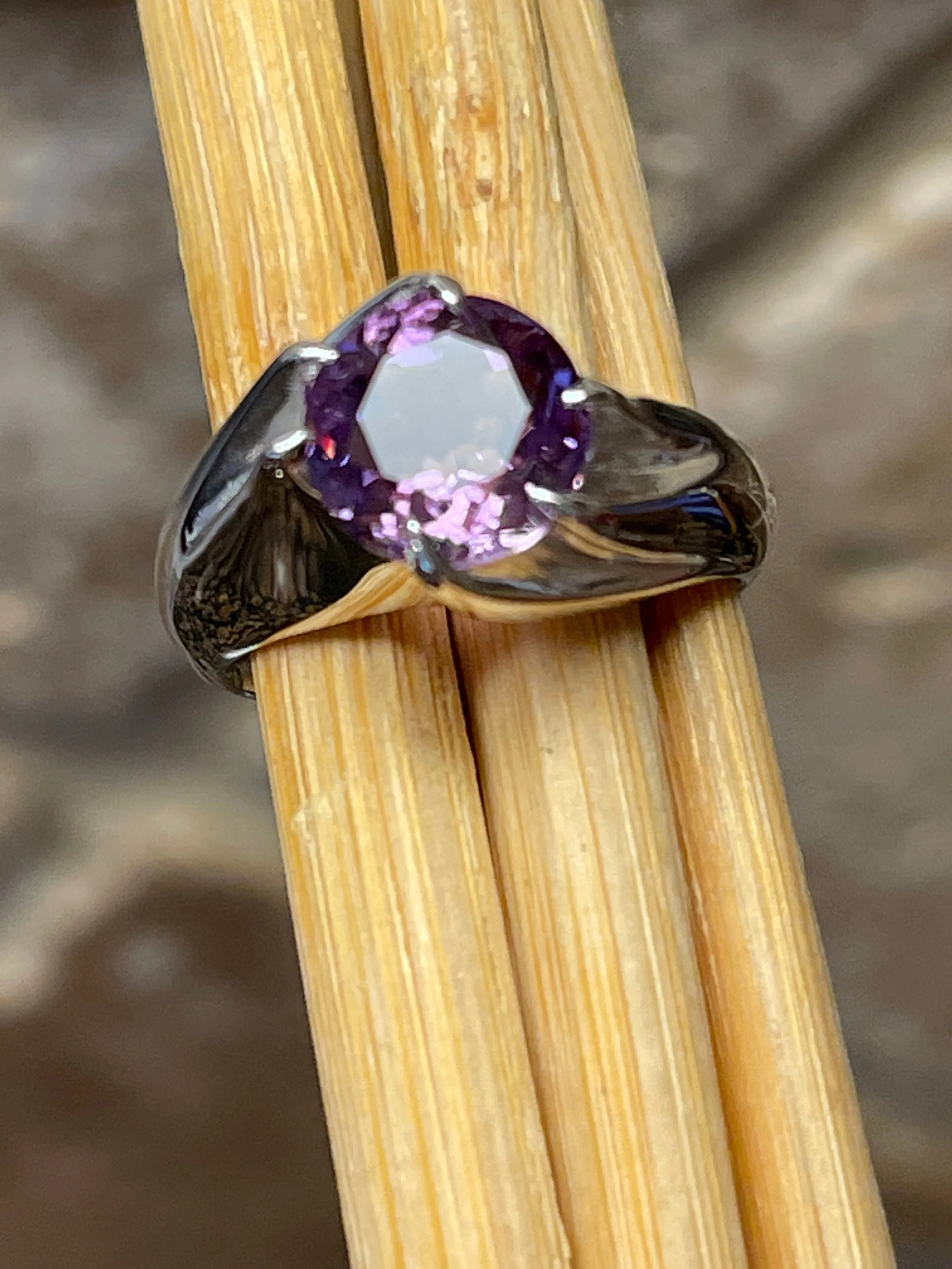 Natural 1.25ct Purple Amethyst 925 Solid Sterling Silver Engagement Ring Size 5, 6, 7, 8, 9