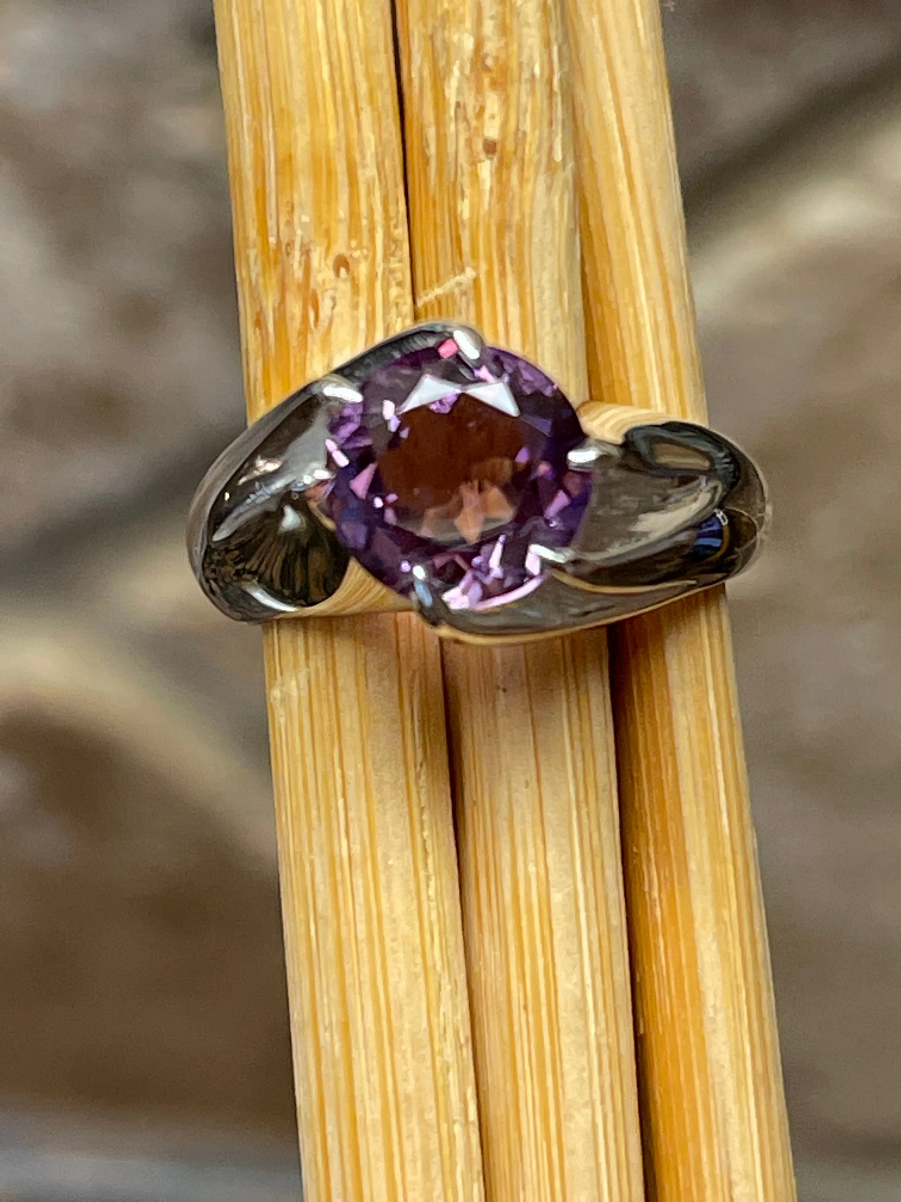 Natural 1.25ct Purple Amethyst 925 Solid Sterling Silver Engagement Ring Size 5, 6, 7, 8, 9