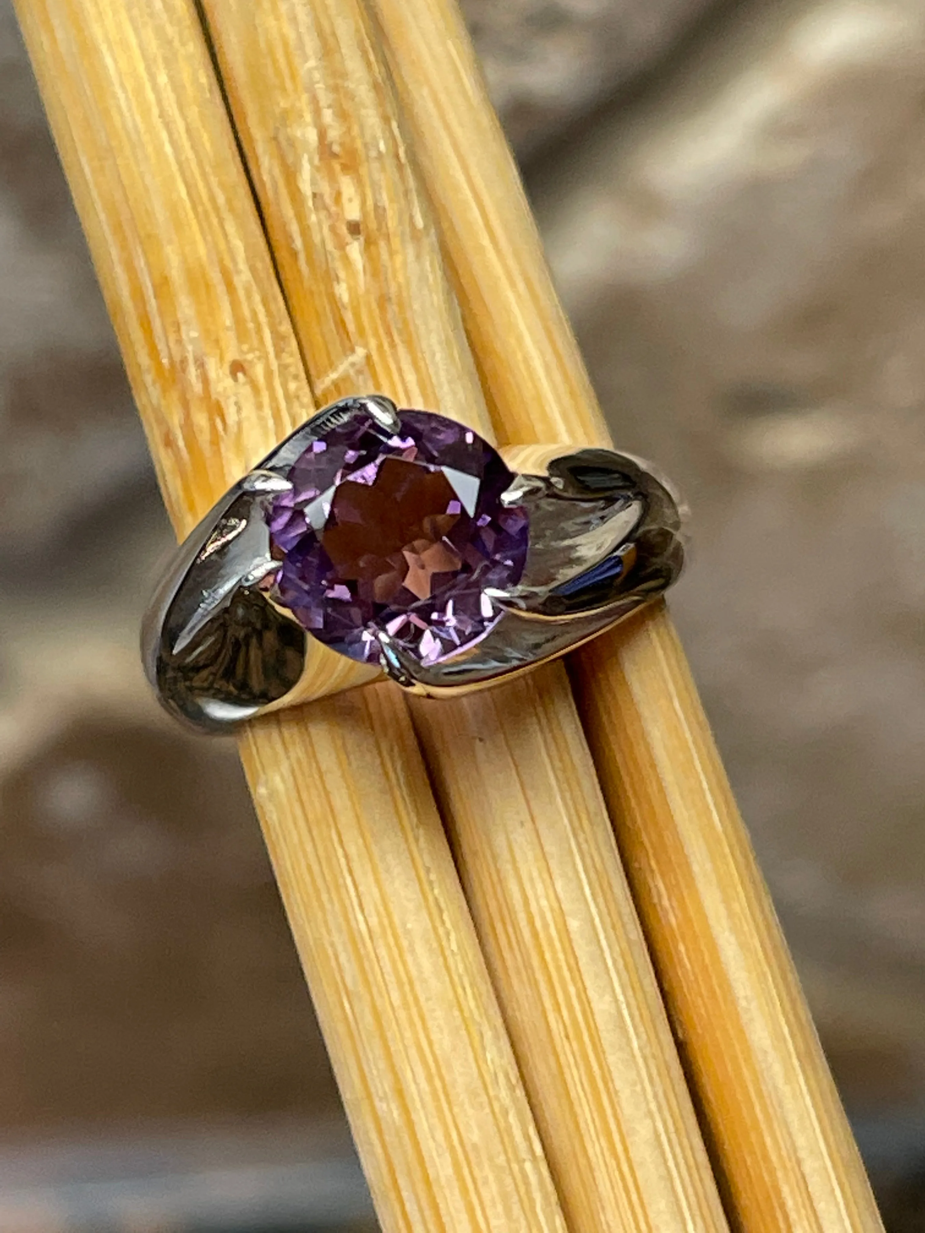 Natural 1.25ct Purple Amethyst 925 Solid Sterling Silver Engagement Ring Size 5, 6, 7, 8, 9