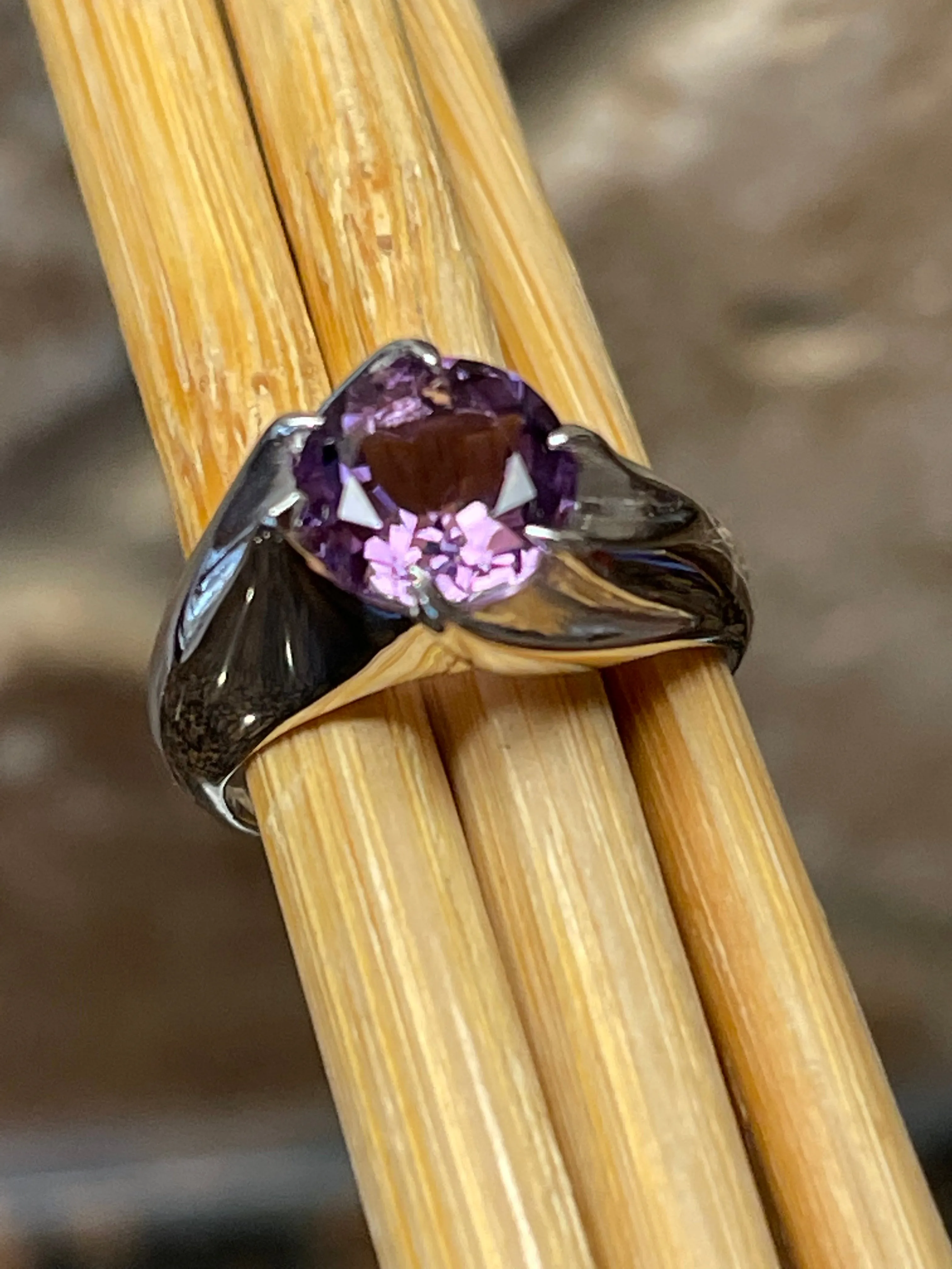 Natural 1.25ct Purple Amethyst 925 Solid Sterling Silver Engagement Ring Size 5, 6, 7, 8, 9