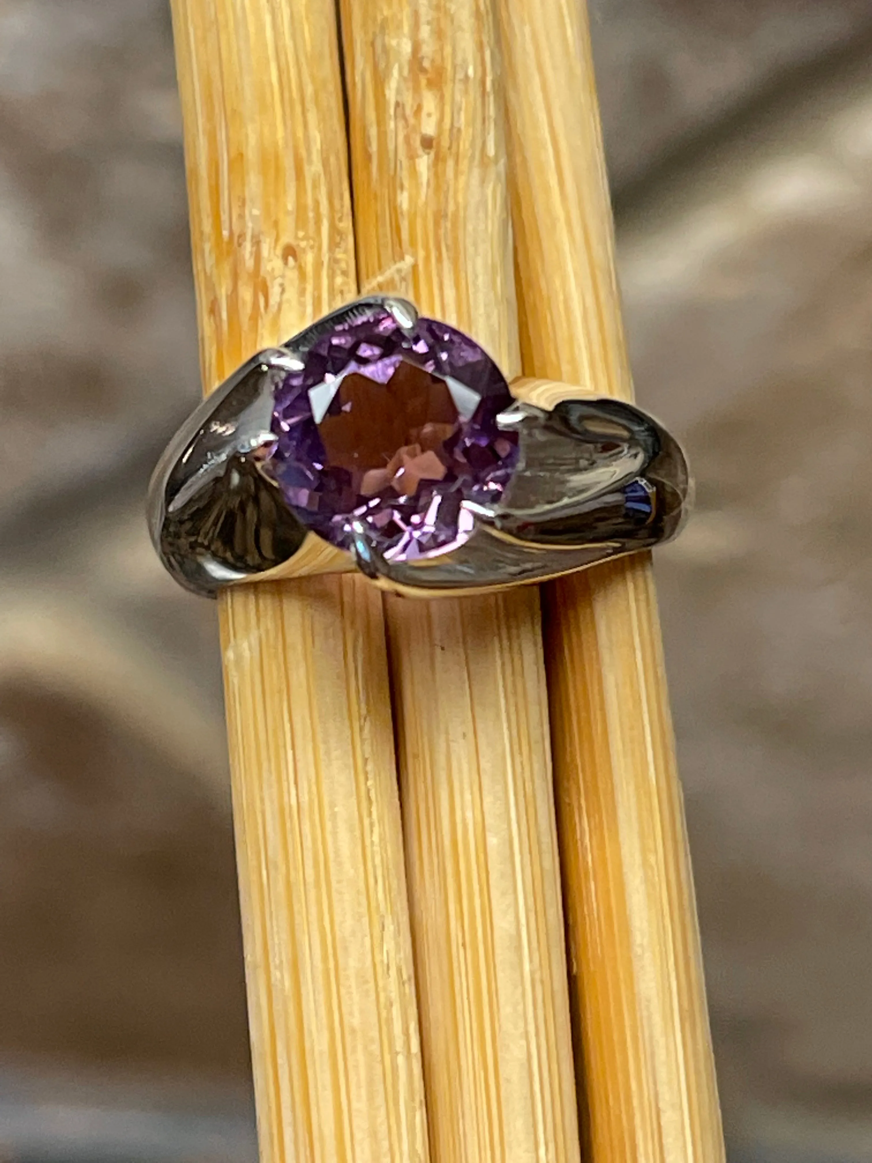 Natural 1.25ct Purple Amethyst 925 Solid Sterling Silver Engagement Ring Size 5, 6, 7, 8, 9