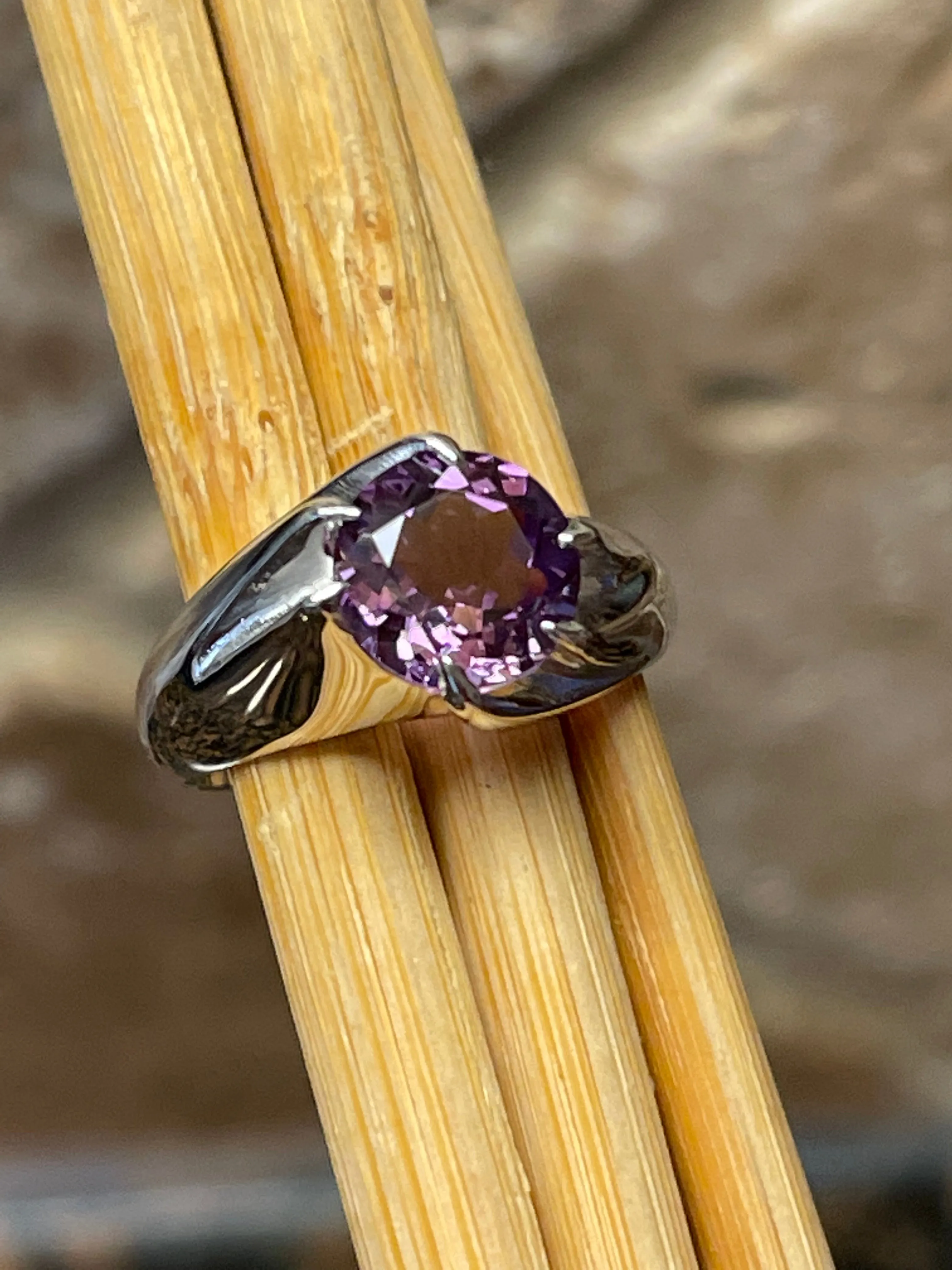 Natural 1.25ct Purple Amethyst 925 Solid Sterling Silver Engagement Ring Size 5, 6, 7, 8, 9