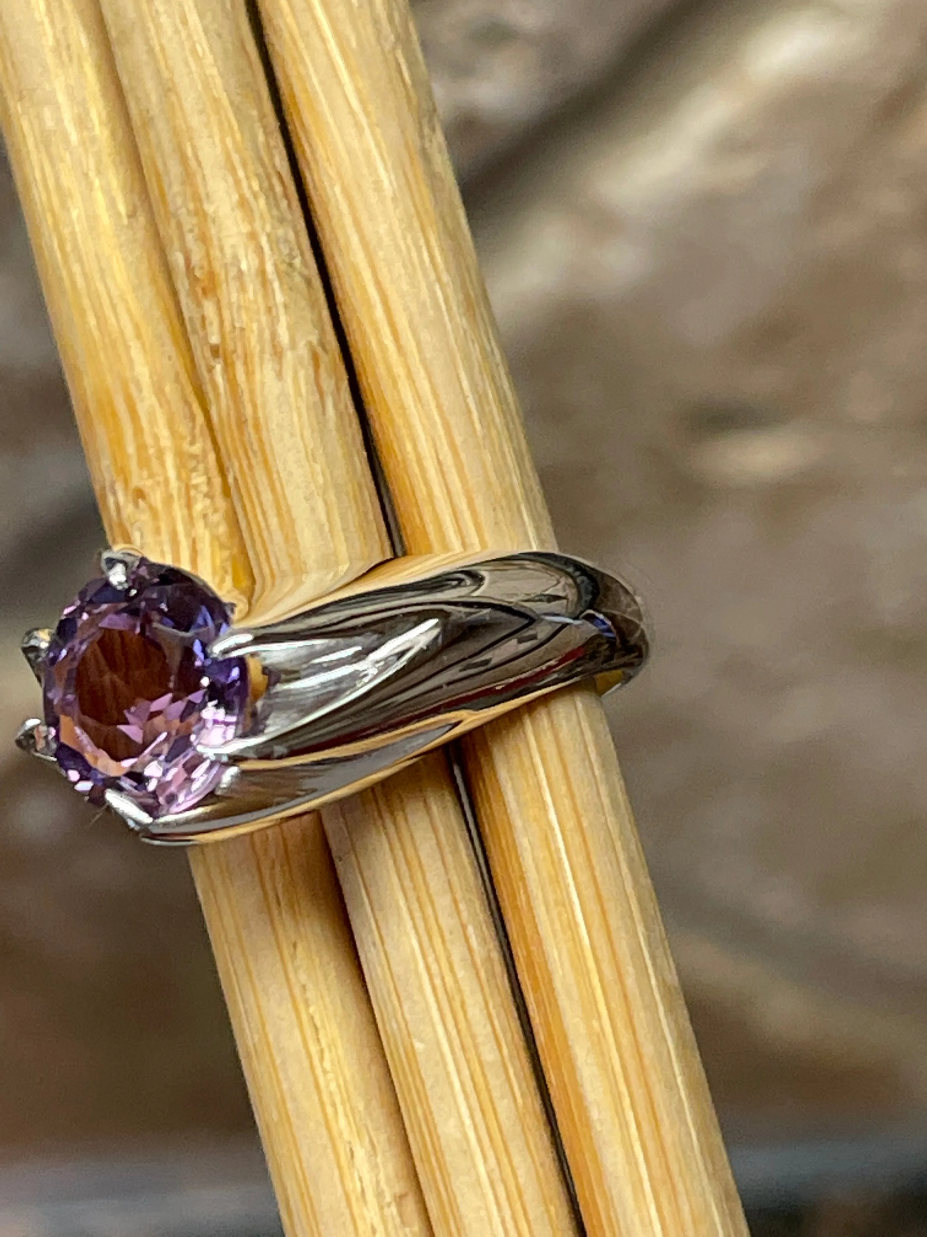 Natural 1.25ct Purple Amethyst 925 Solid Sterling Silver Engagement Ring Size 5, 6, 7, 8, 9