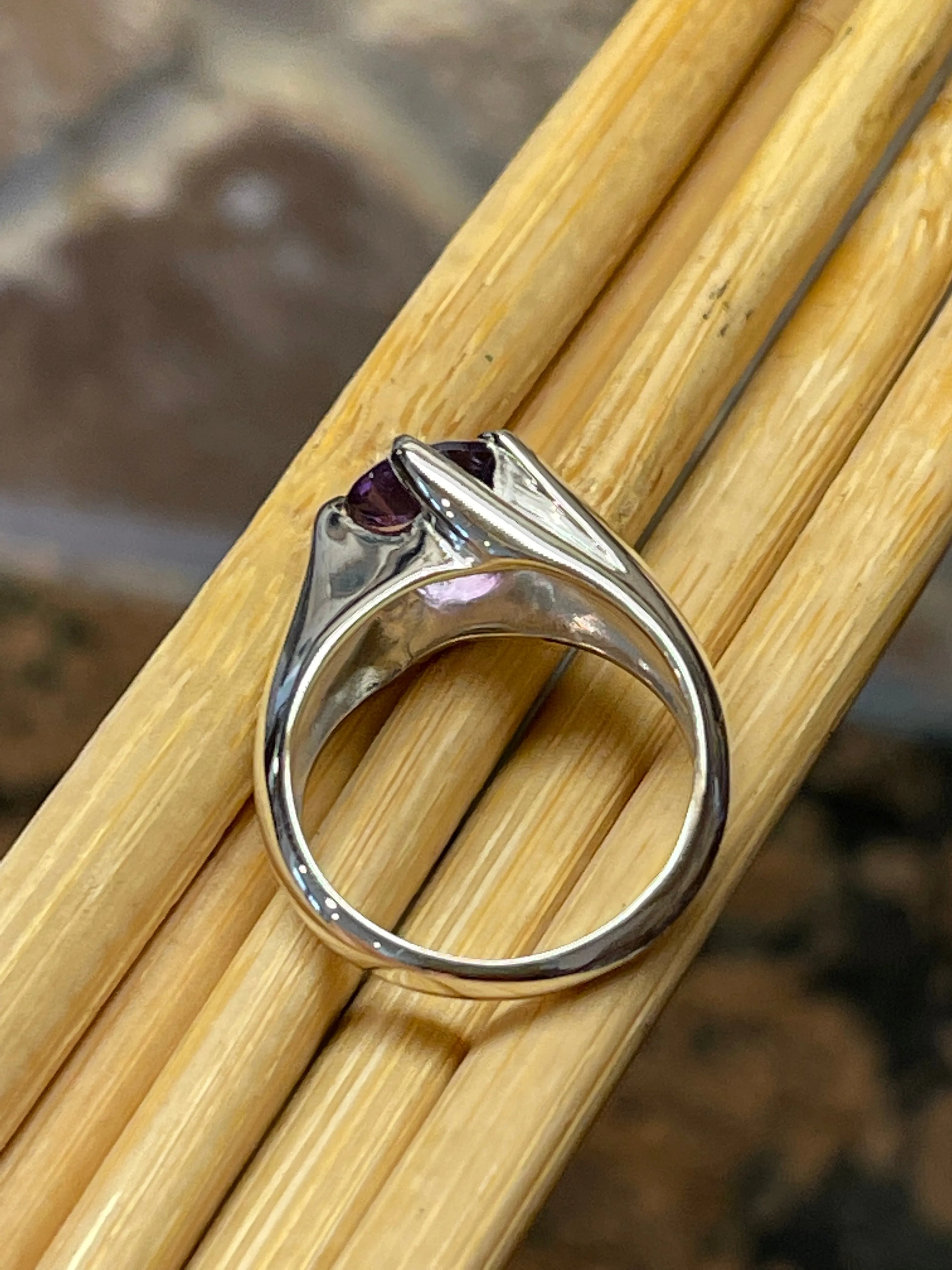 Natural 1.25ct Purple Amethyst 925 Solid Sterling Silver Engagement Ring Size 5, 6, 7, 8, 9