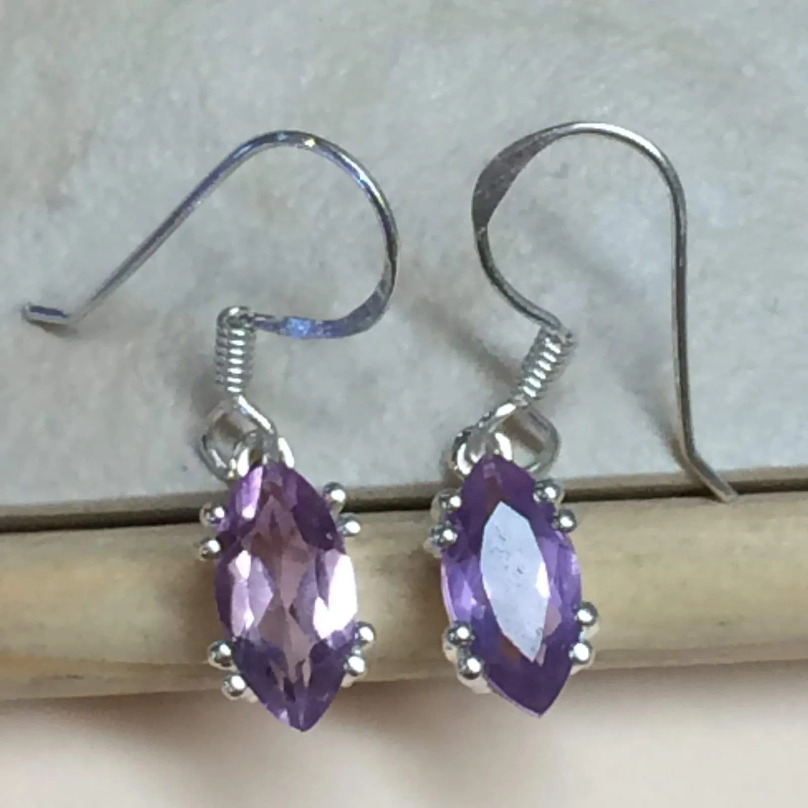 Natural 1.5ct Amethyst 925 Solid Sterling Silver Earrings 24mm