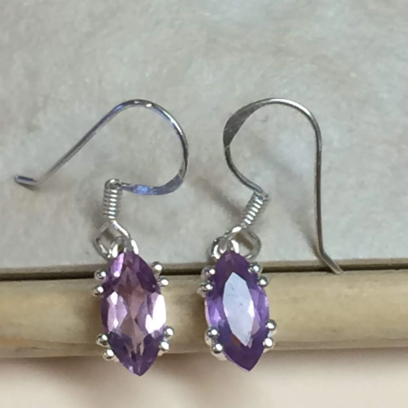 Natural 1.5ct Amethyst 925 Solid Sterling Silver Earrings 24mm